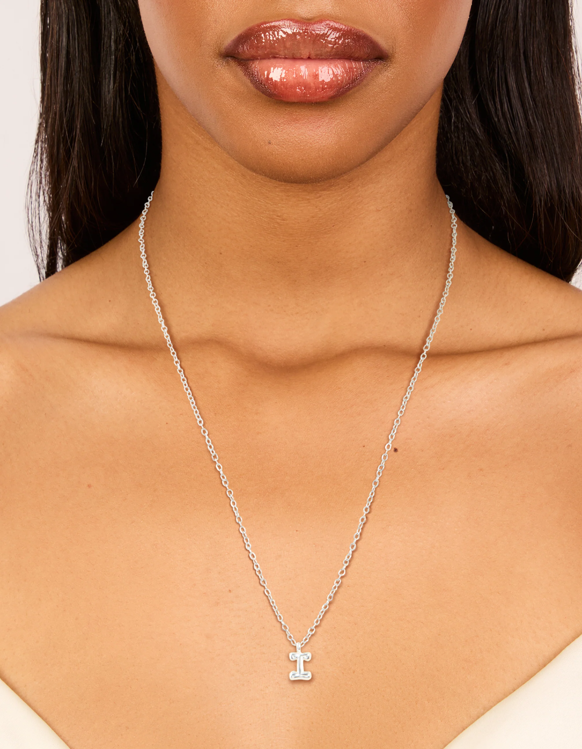 Waterproof Stainless Steel Mini Bubble Letter I Necklace - Image 2
