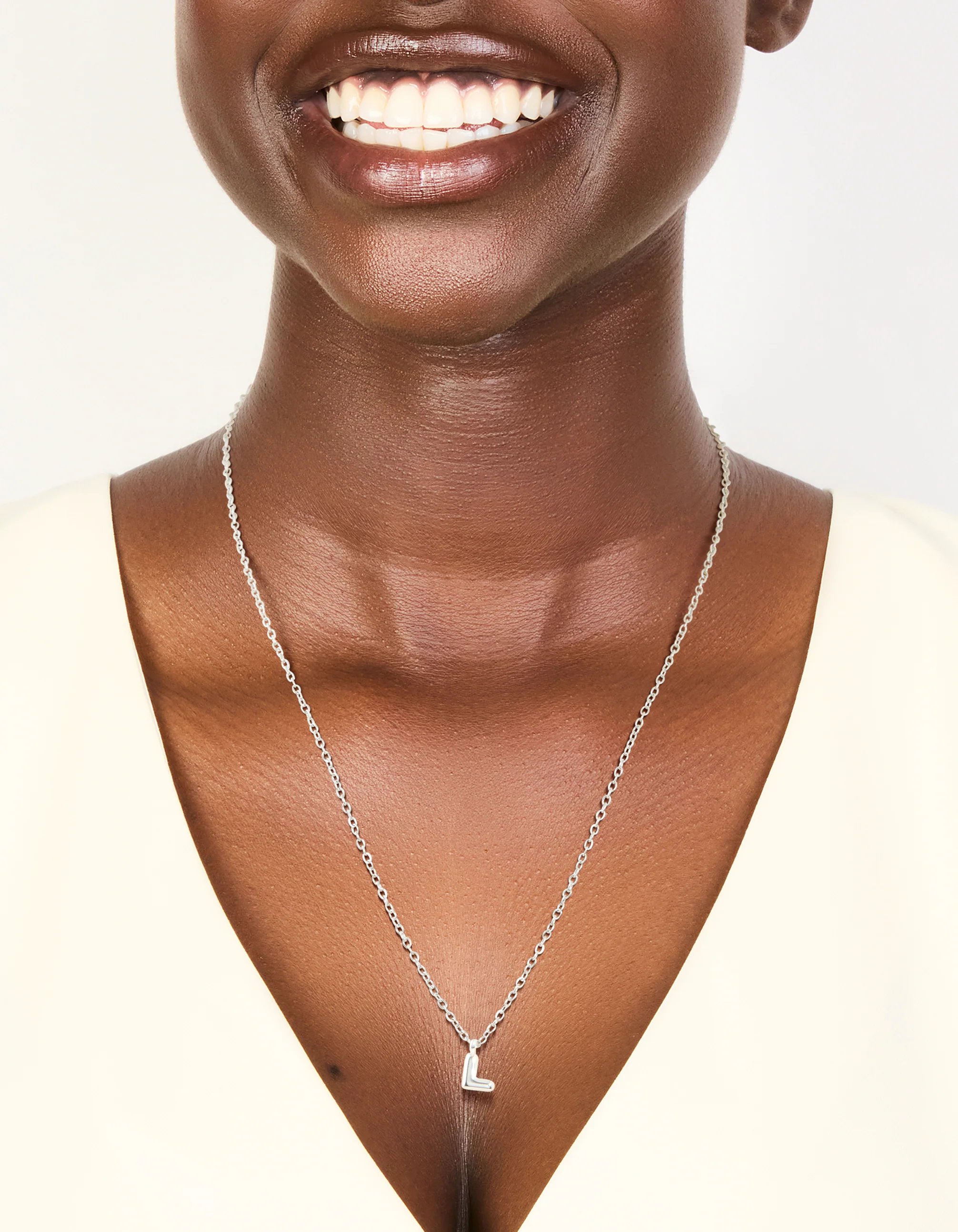 Waterproof Stainless Steel Mini Bubble Letter L Necklace - Image 2