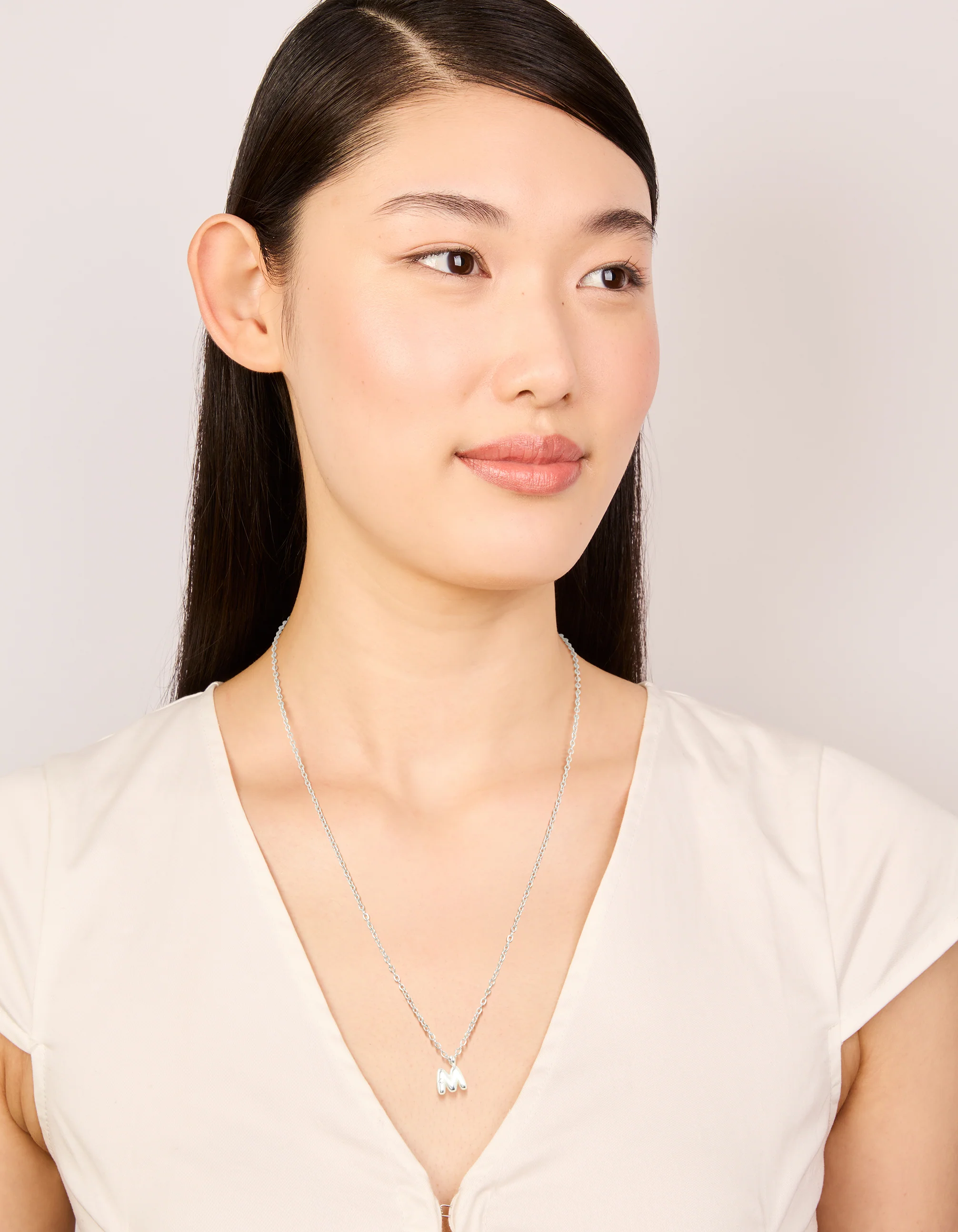 Waterproof Stainless Steel Mini Bubble Letter M Necklace - Image 3