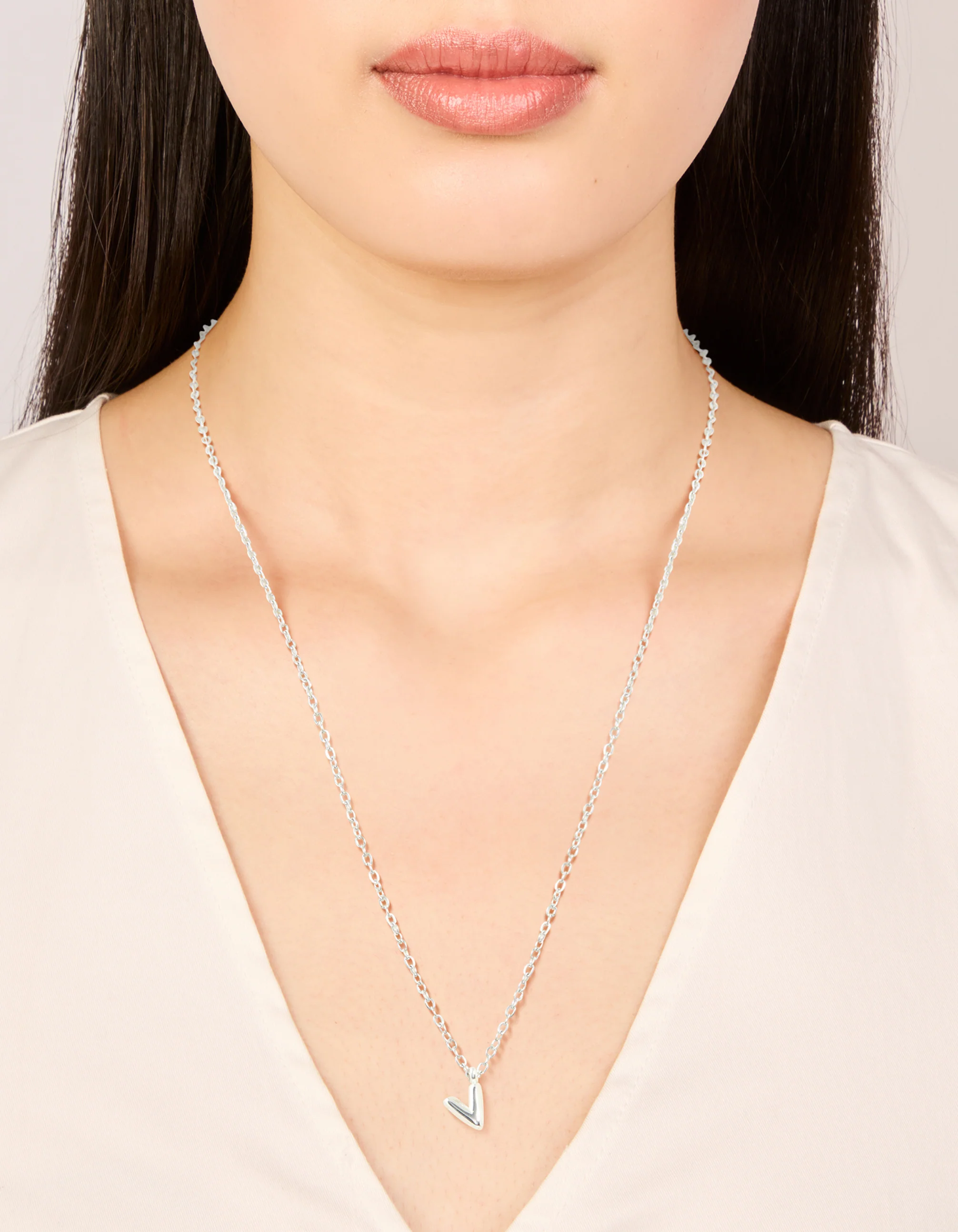 Waterproof Stainless Steel Mini Bubble Letter V Necklace - Image 2
