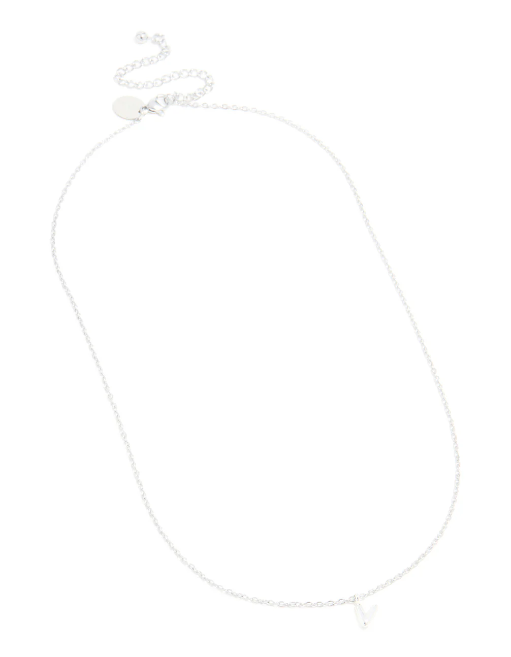 Waterproof Stainless Steel Mini Bubble Letter V Necklace - Image 4