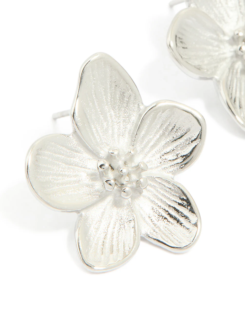 Waterproof Stainless Steel Mini Textured Flower Earrings - Image 2