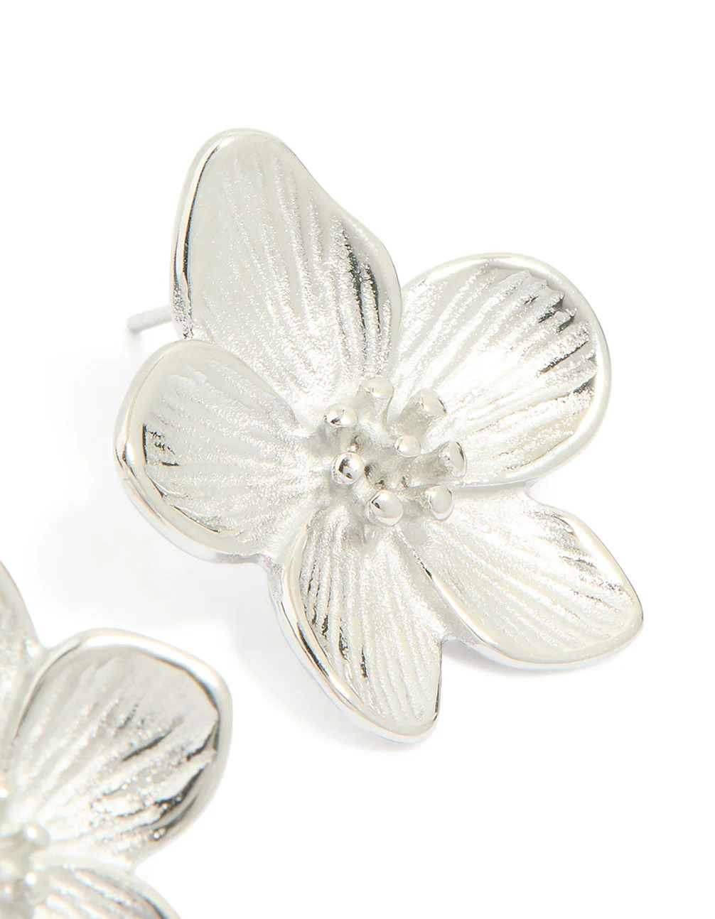 Waterproof Stainless Steel Mini Textured Flower Earrings - Image 3