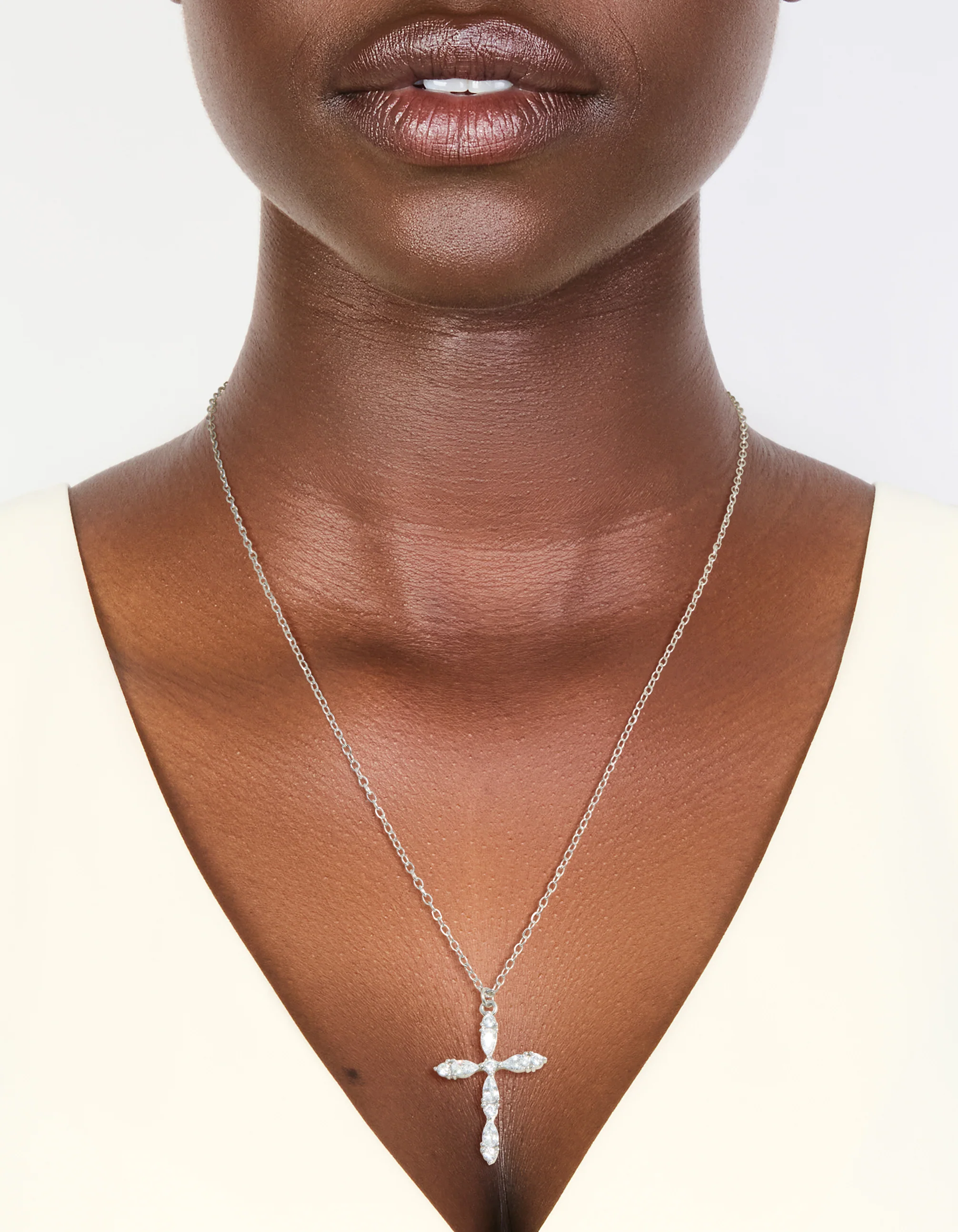 Waterproof Stainless Steel Multi Cubic Zirconia Large Cross Necklace - Image 2