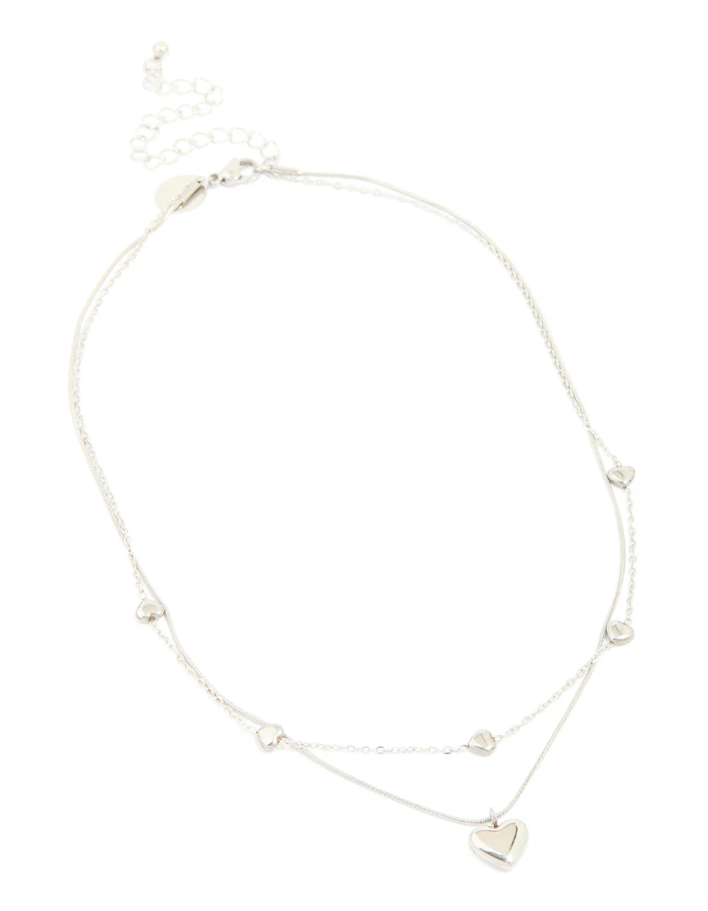 Waterproof Stainless Steel Multi Heart Charms Layered Necklace - Image 2