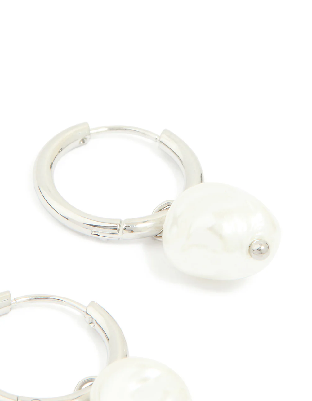 Waterproof Stainless Steel Pearl Huggie Earrings - Image 3