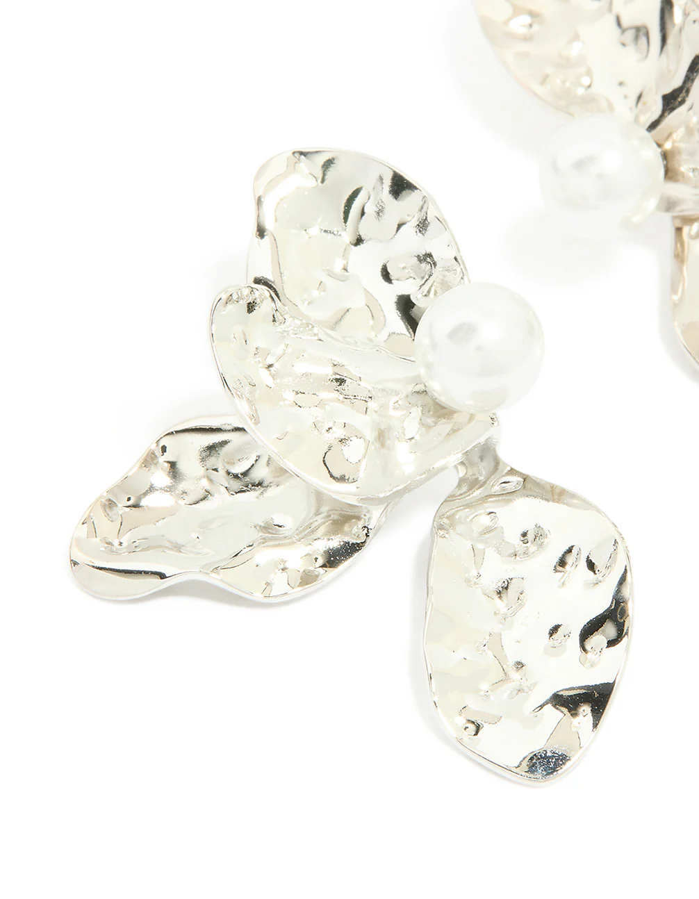 Waterproof Stainless Steel Pearl Large Flower Stud Earrings - Image 4
