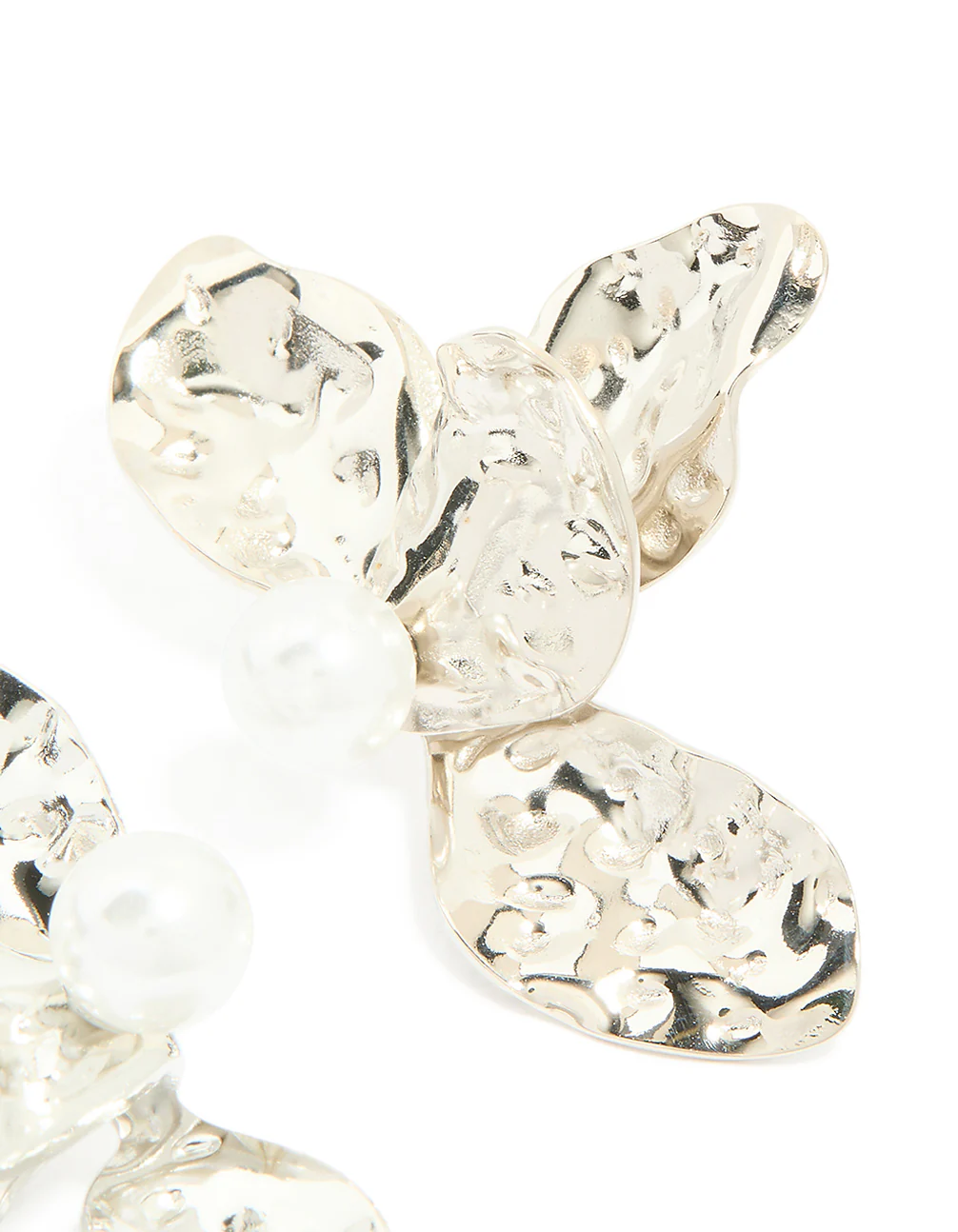 Waterproof Stainless Steel Pearl Large Flower Stud Earrings - Image 5