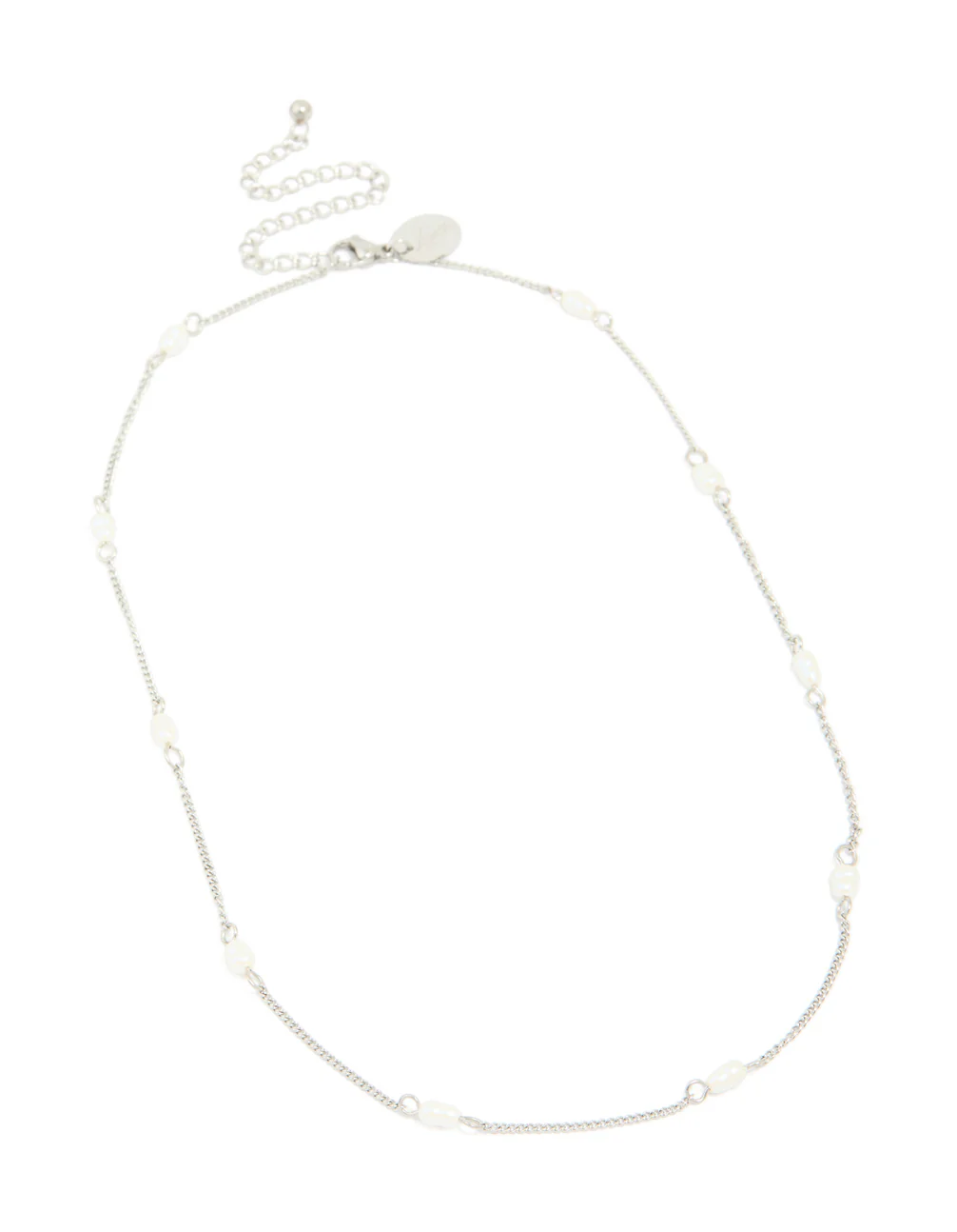 Waterproof Stainless Steel Pearl Station Necklace - Image 4