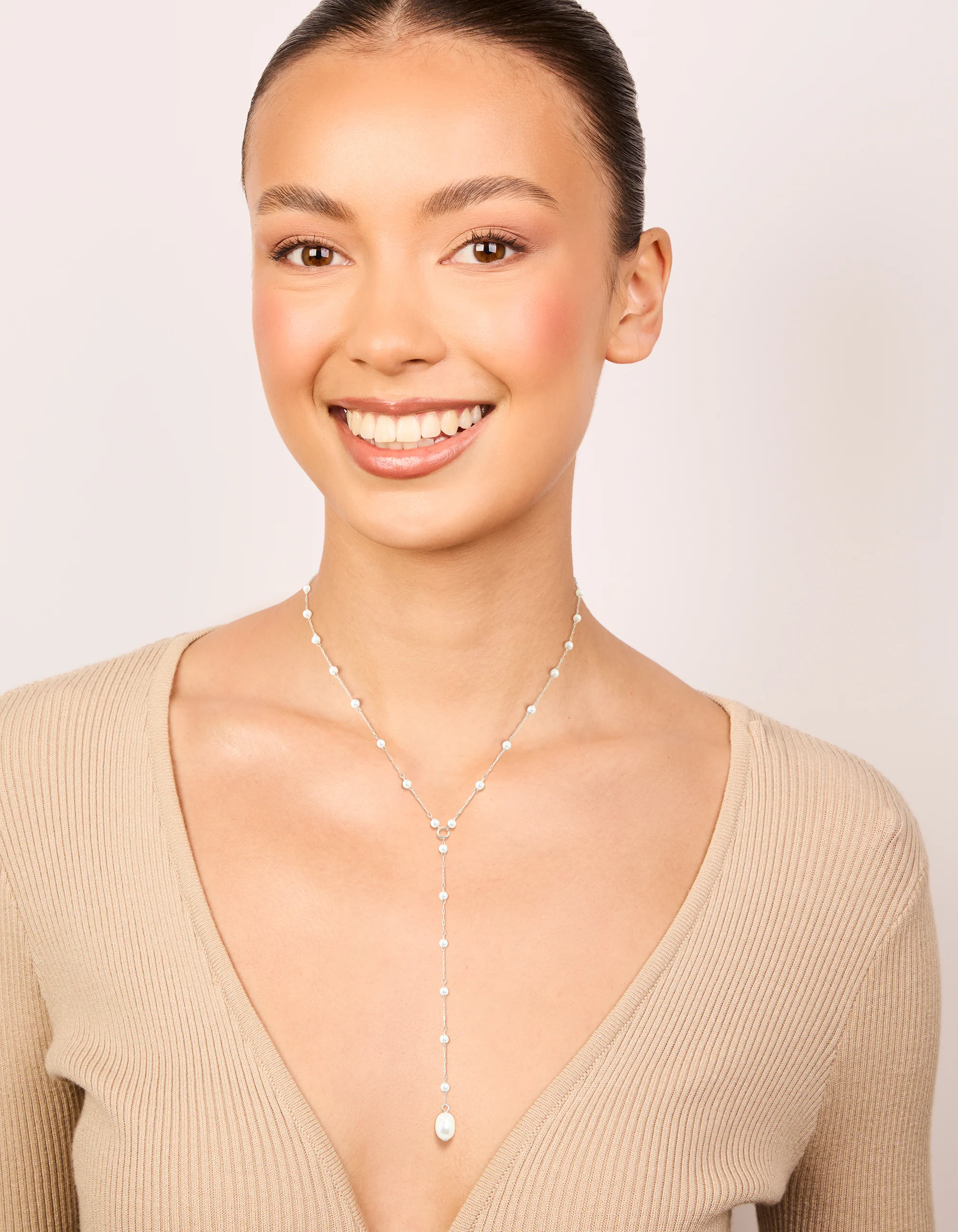 Waterproof Stainless Steel Pearl Y-Necklace - Image 3