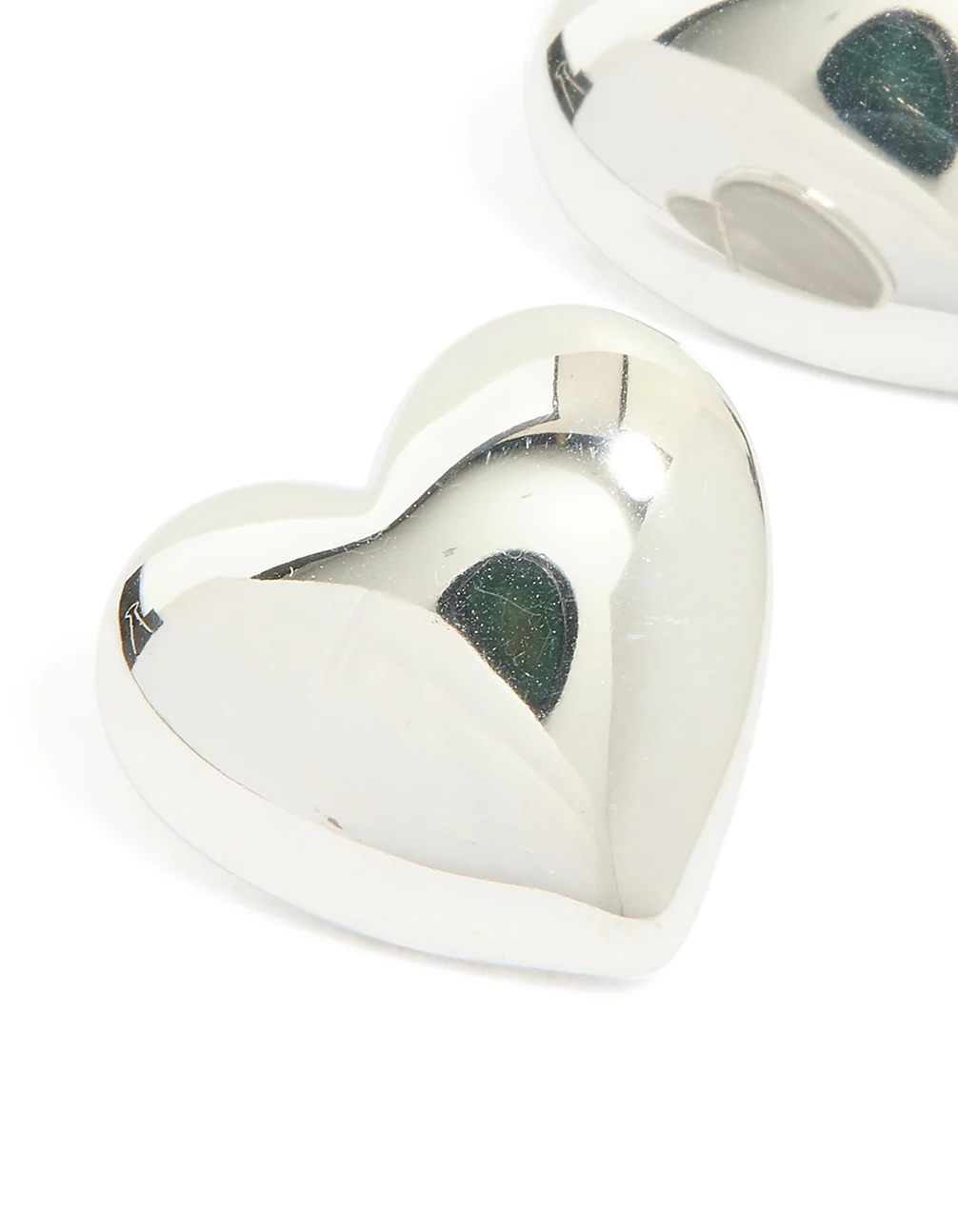 Waterproof Stainless Steel Puffy Heart Stud Earrings - Image 4