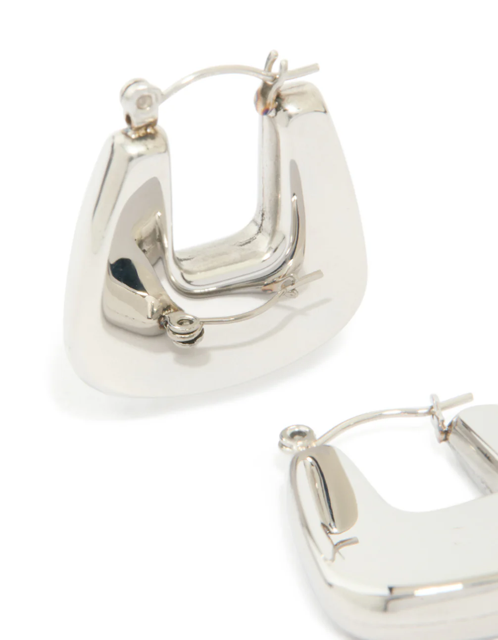 Waterproof Stainless Steel Rounded Square Hoop Earrings - Image 4