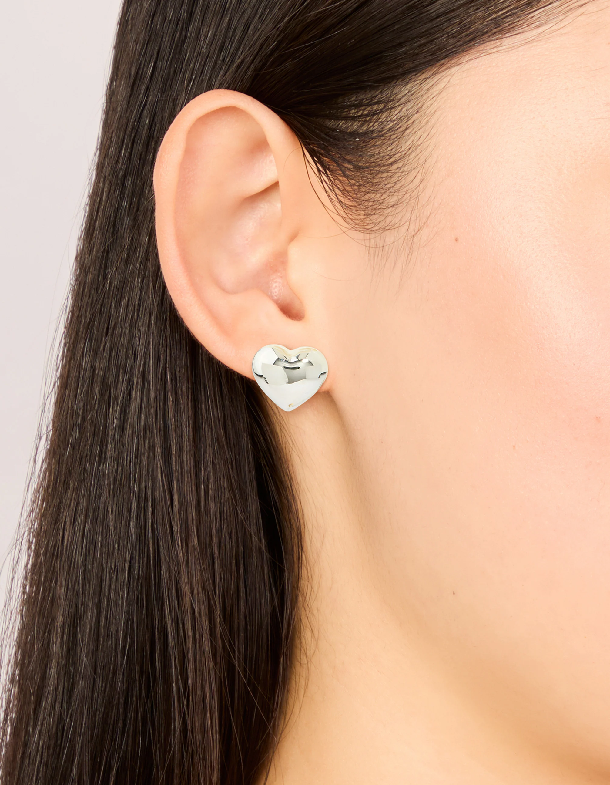 Waterproof Stainless Steel Small Chunky Heart Stud Earrings - Image 2