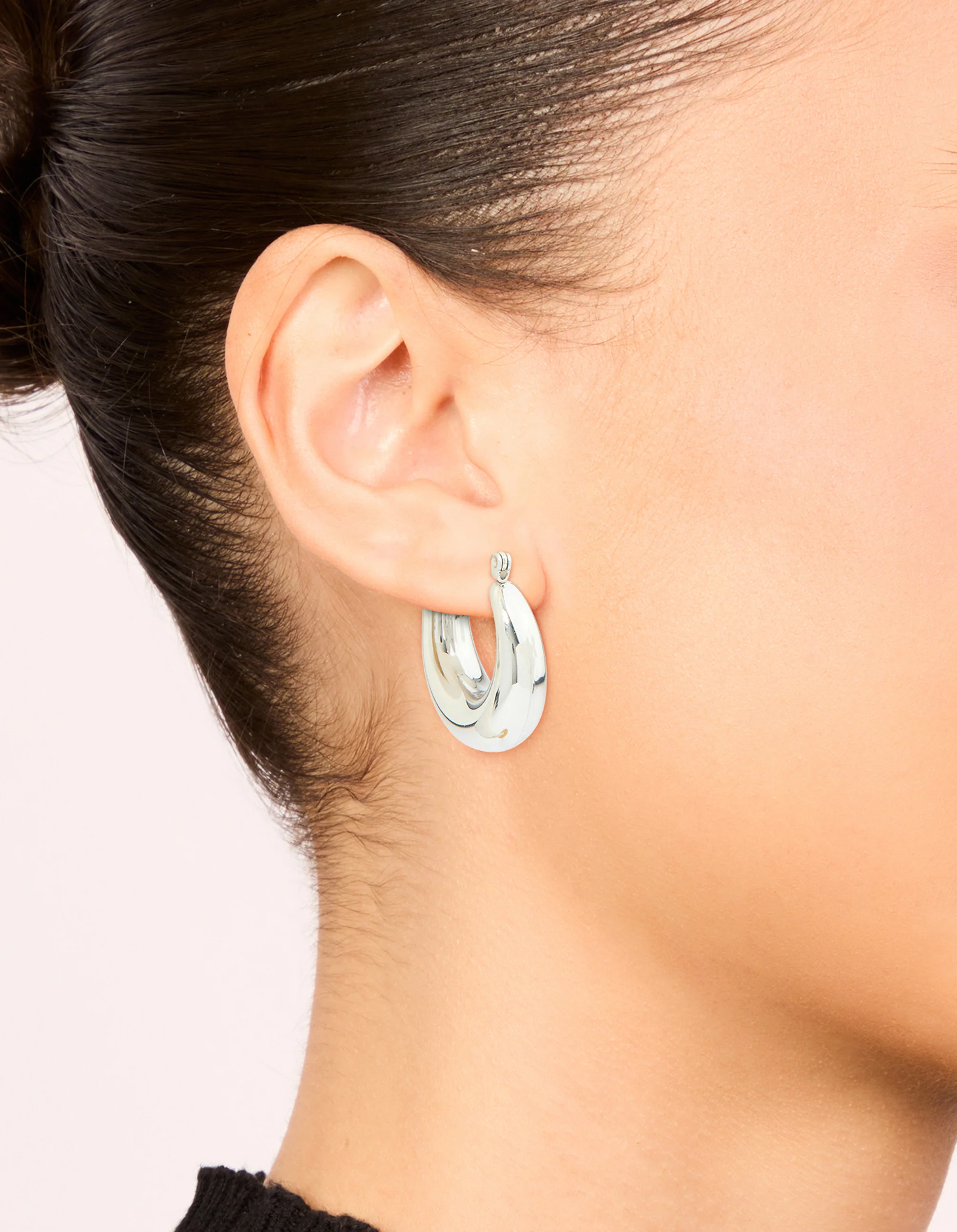 Waterproof Stainless Steel Small Chunky Huggie Earrings - Image 4