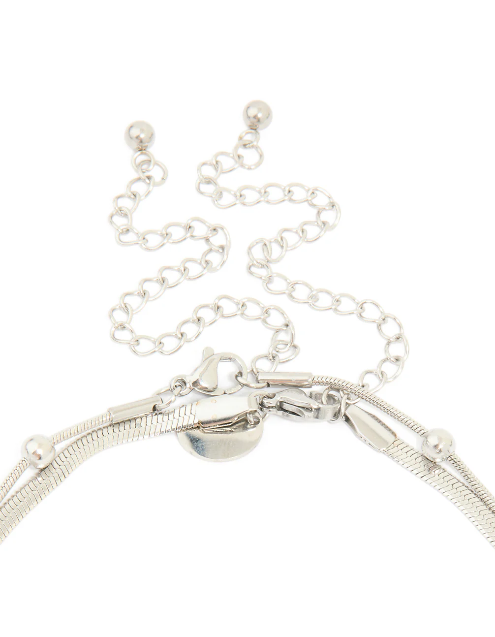 Waterproof Stainless Steel Snake Chain & Ball Charm Layered Necklace - Image 3