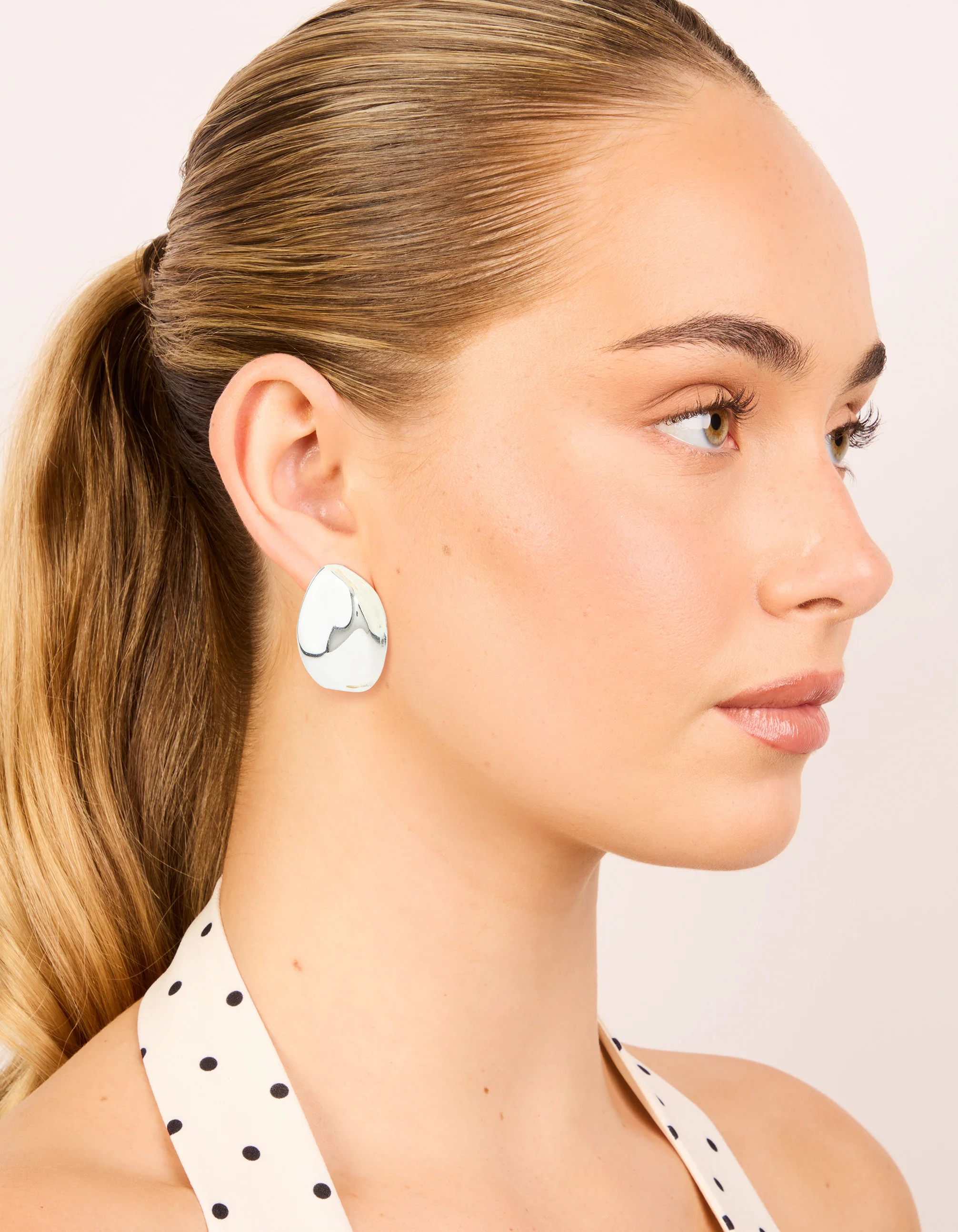 Waterproof Stainless Steel Statement Organic Pebble Earrings - Image 2
