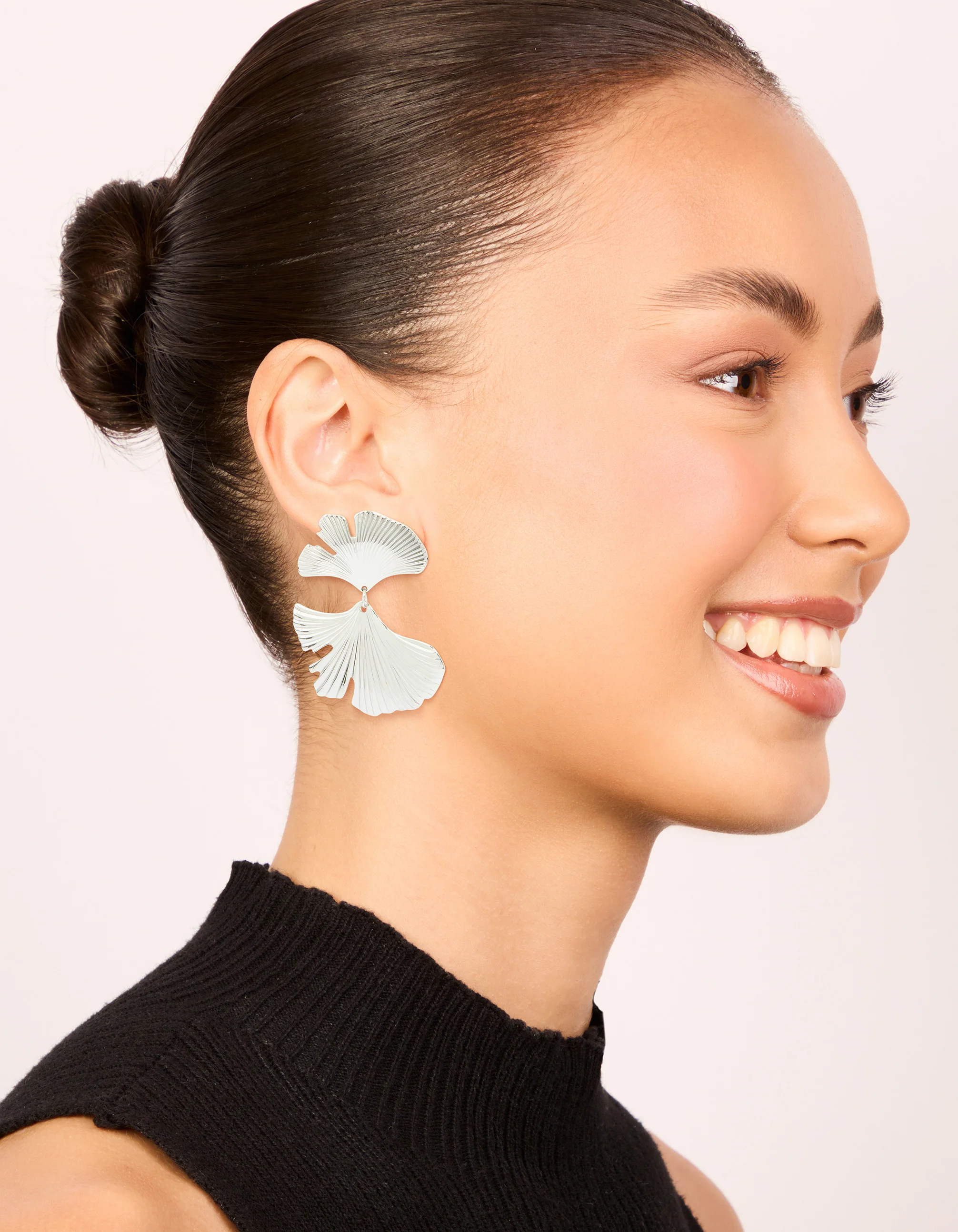 Waterproof Stainless Steel Statement Petal Earrings - Image 3