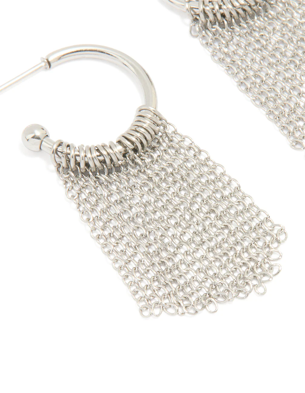 Waterproof Stainless Steel Tassel Hoop Earrings - Image 2