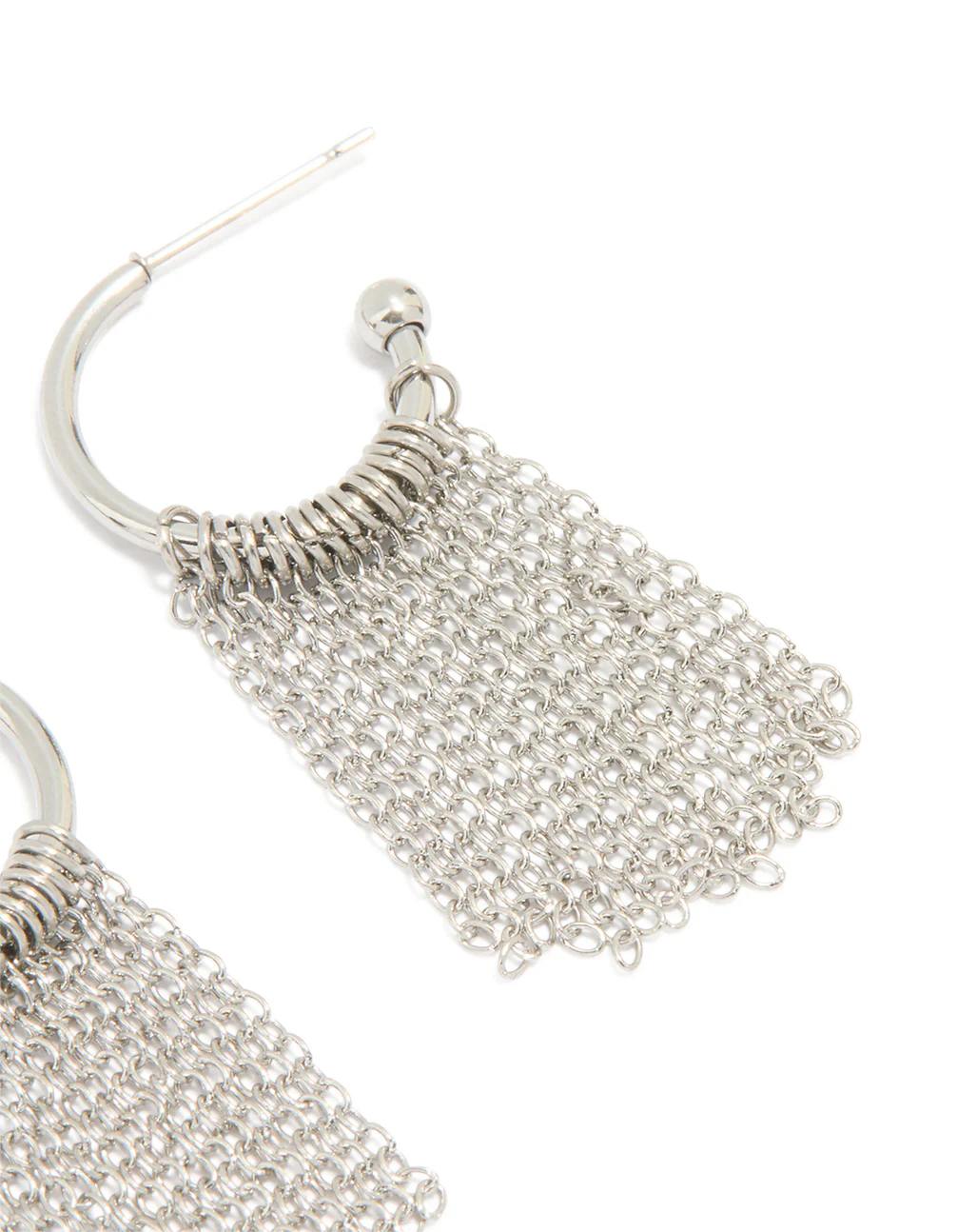 Waterproof Stainless Steel Tassel Hoop Earrings - Image 3