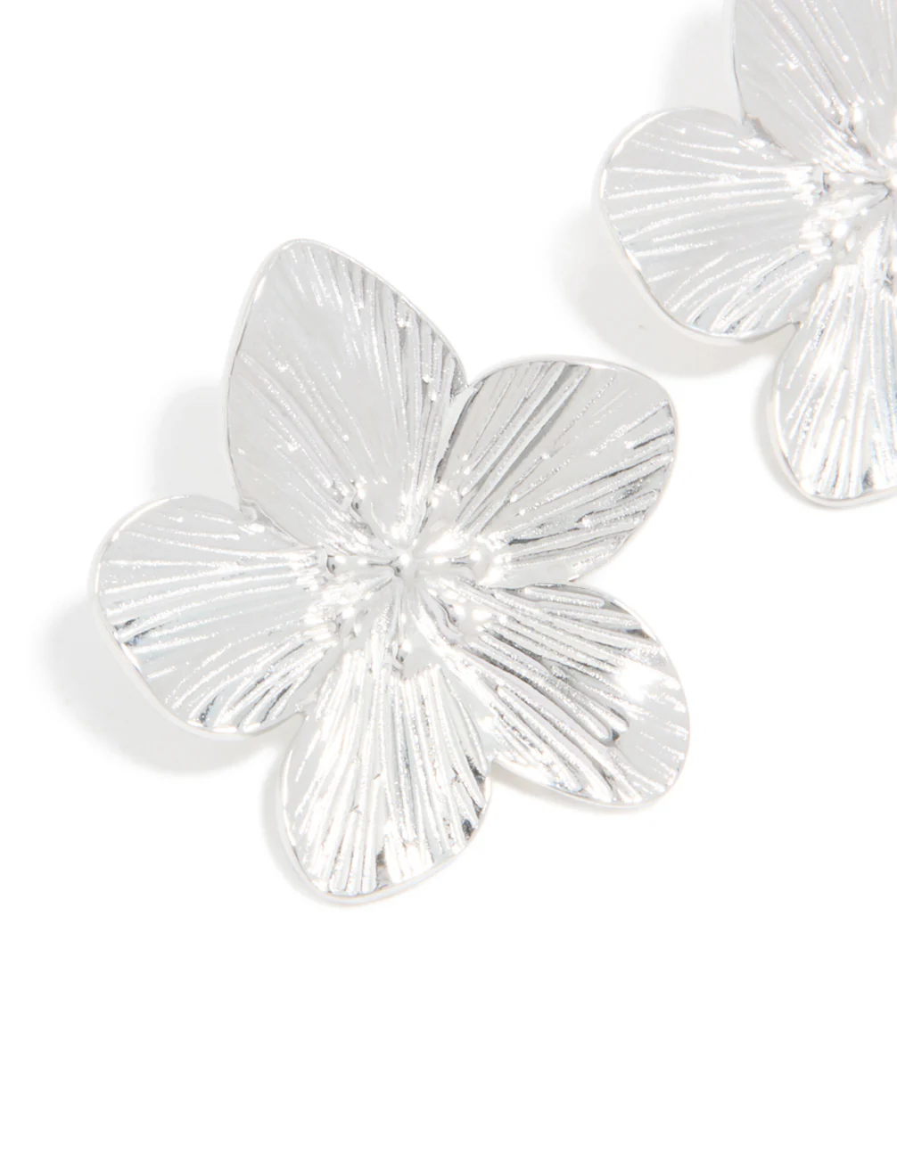 Waterproof Stainless Steel Textured Flower Stud Earrings - Image 3