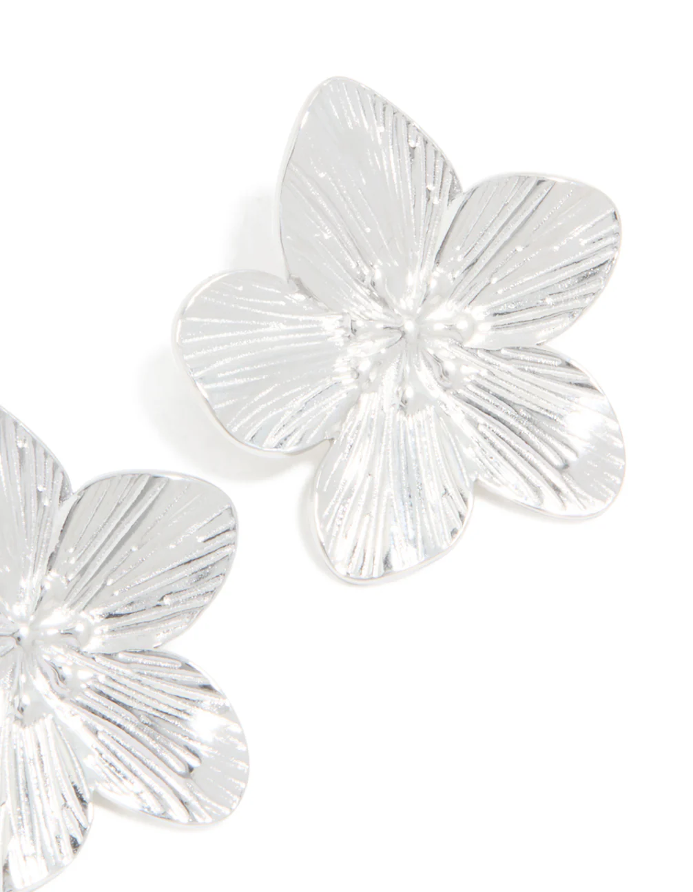 Waterproof Stainless Steel Textured Flower Stud Earrings - Image 5