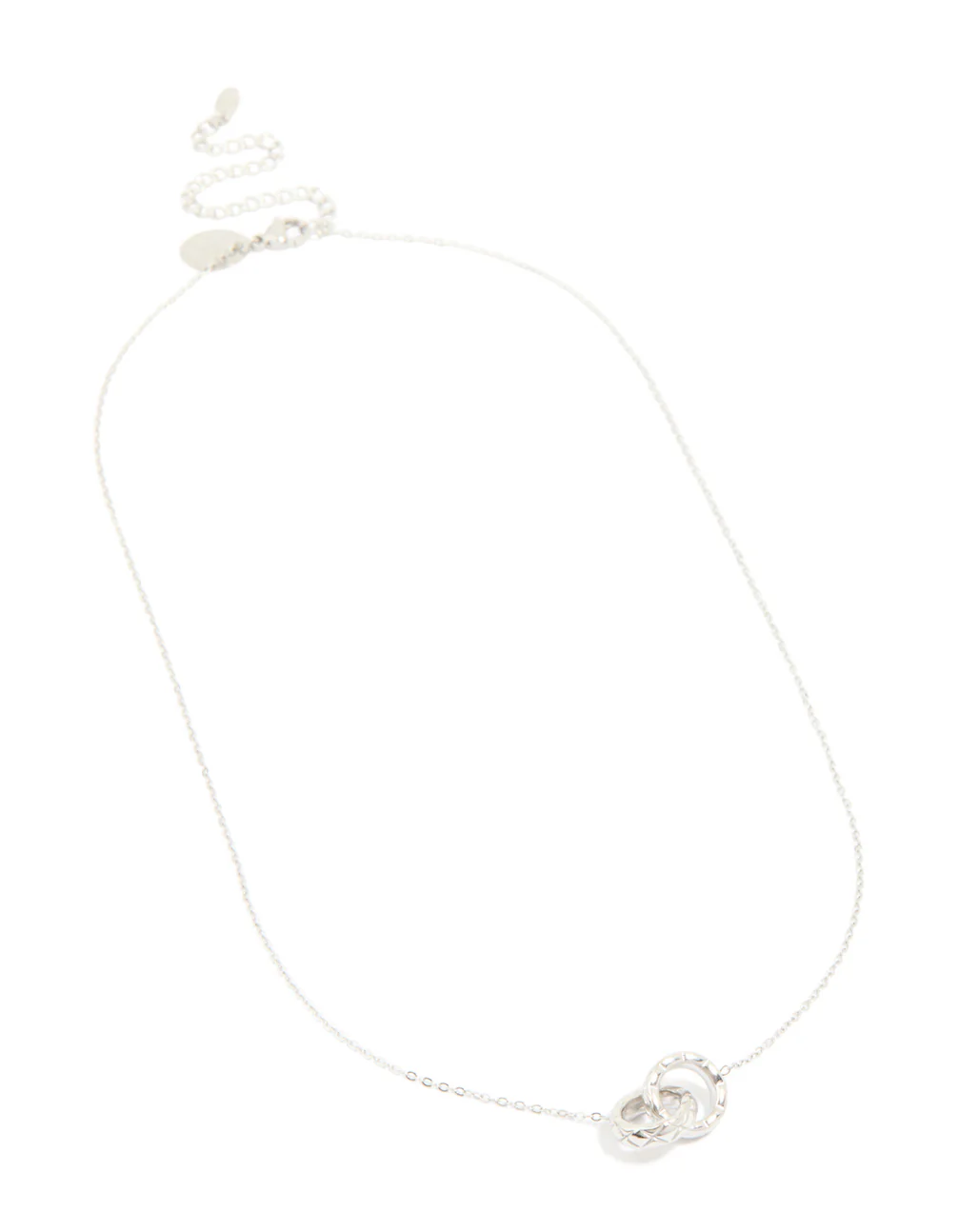 Waterproof Stainless Steel Textured Linked Circles Pendant Necklace - Image 4