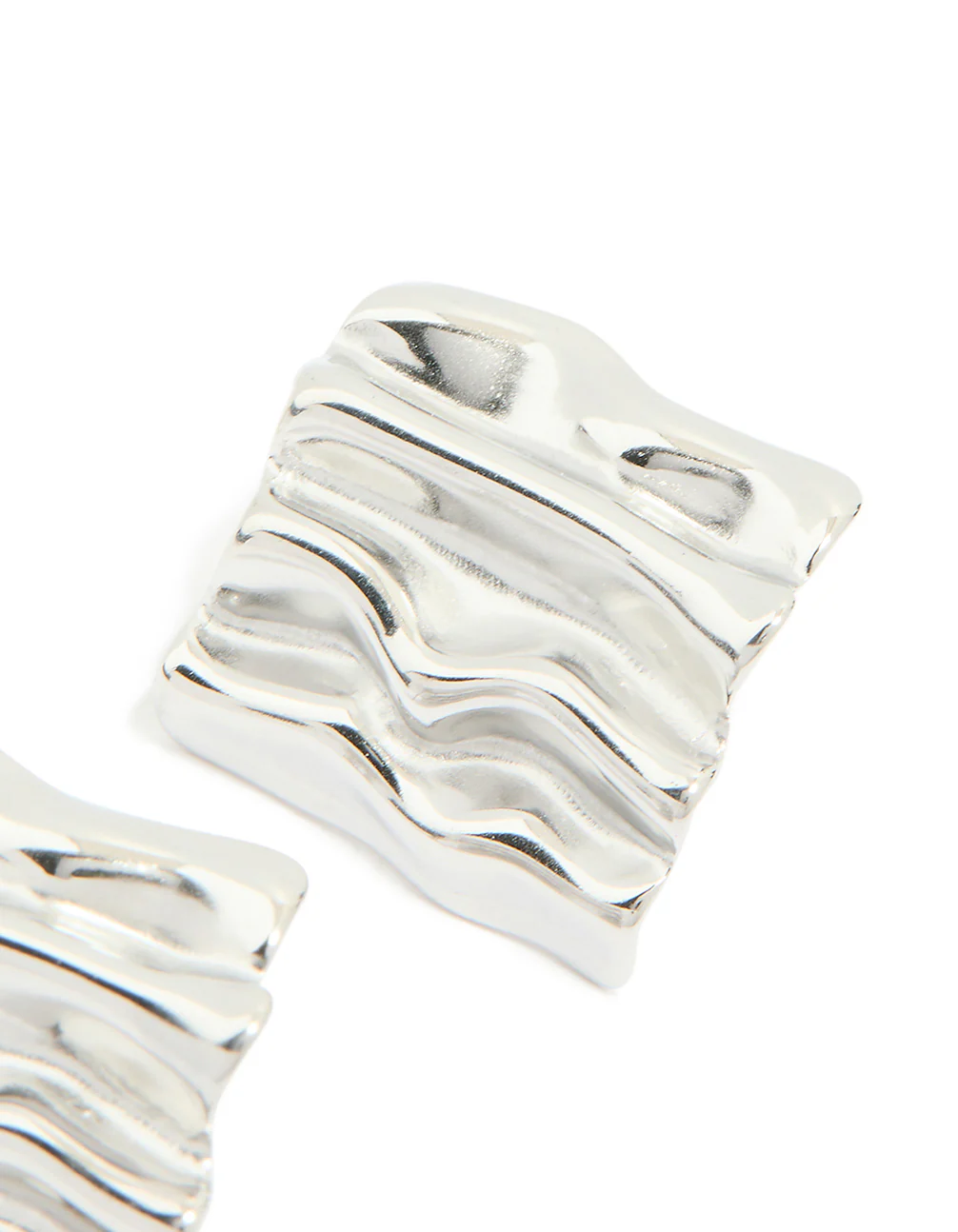 Waterproof Stainless Steel Textured Square Stud Earrings - Image 5