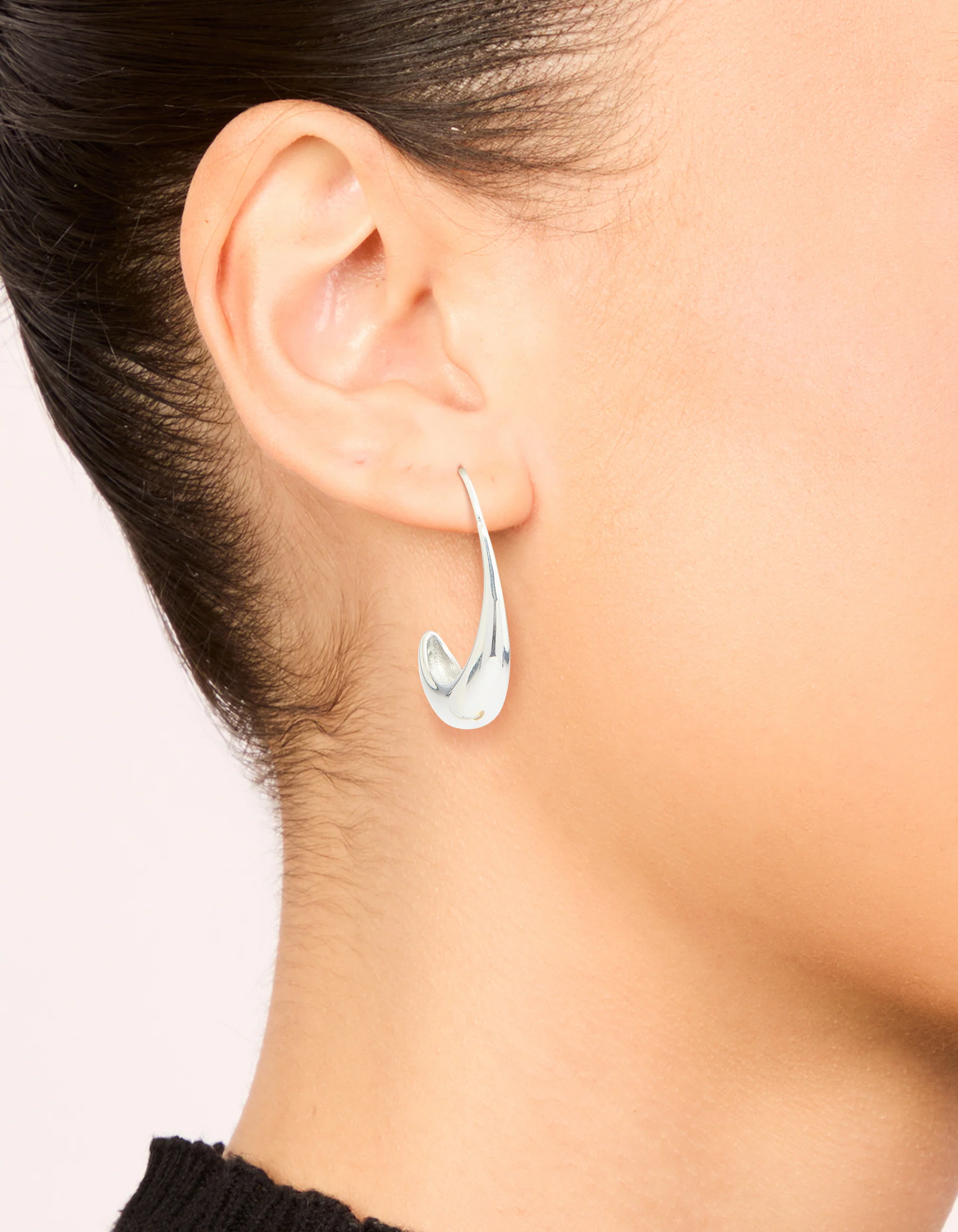 Waterproof Stainless Steel Thick Half Hoop Earrings - Image 6