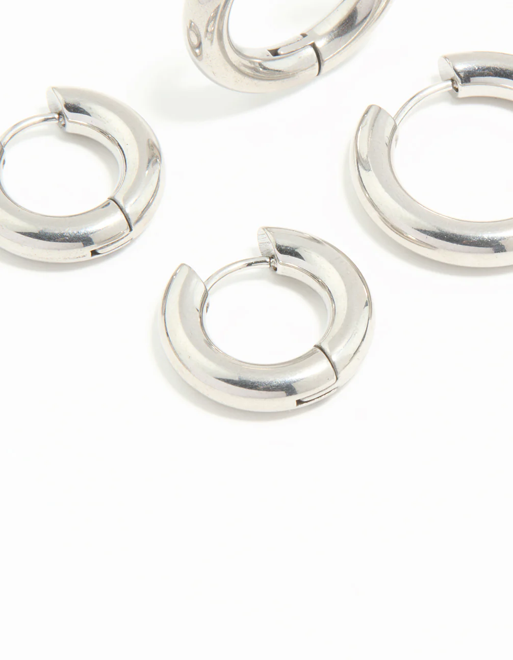 Waterproof Stainless Steel Thick Hoop Earrings 3-Pack - Image 2