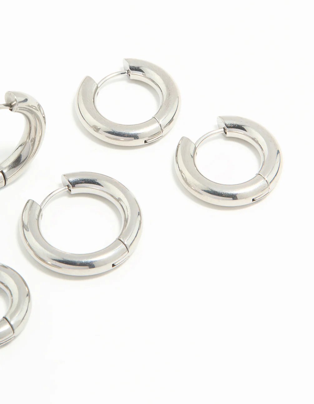 Waterproof Stainless Steel Thick Hoop Earrings 3-Pack - Image 3