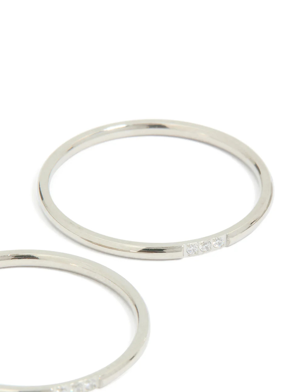 Waterproof Stainless Steel Thin Cubic Zirconia Trio Rings 3-Pack - Image 2