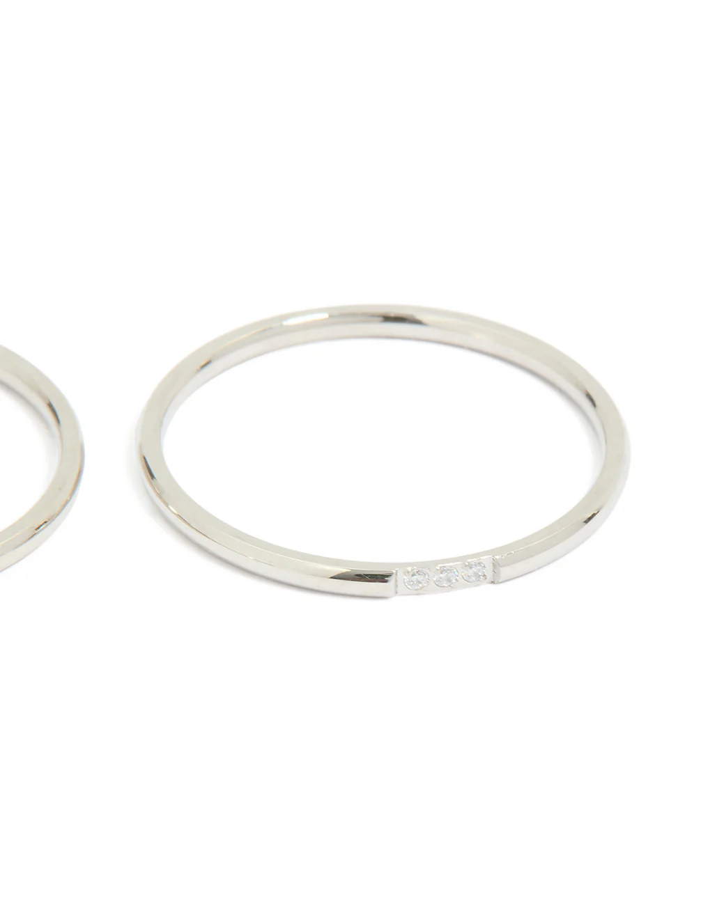 Waterproof Stainless Steel Thin Cubic Zirconia Trio Rings 3-Pack - Image 3