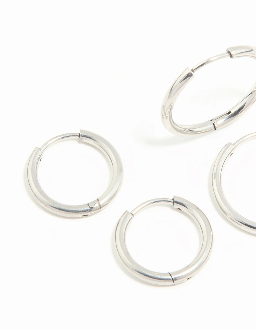 Waterproof Stainless Steel Thin Hoop Earrings 3-Pack - Image 2