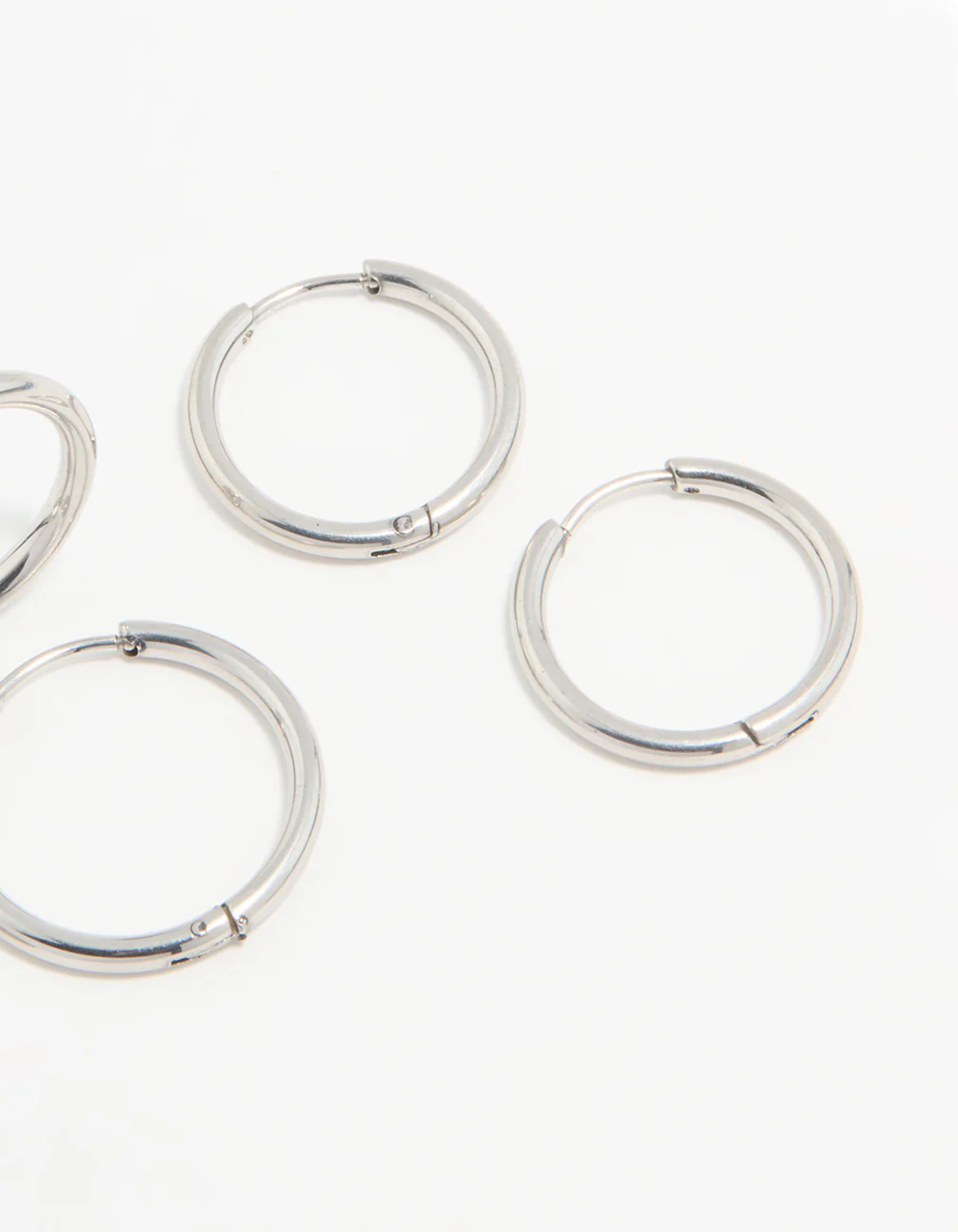 Waterproof Stainless Steel Thin Hoop Earrings 3-Pack - Image 3