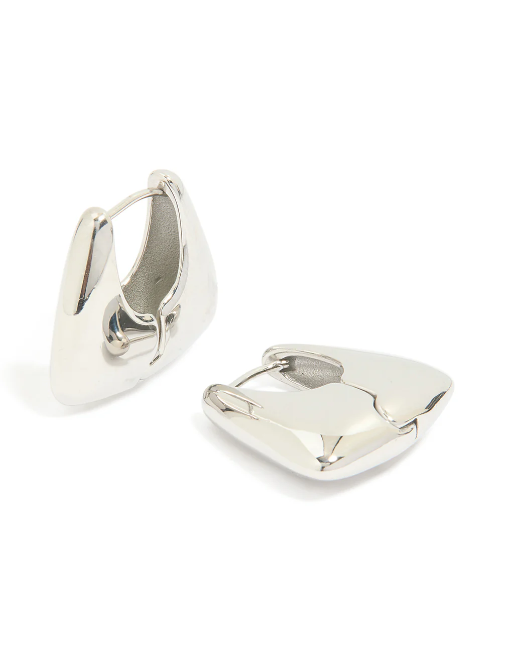 Waterproof Stainless Steel Trapezium Hinge Hoop Earrings - Image 2