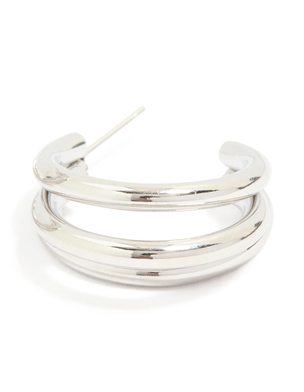 Waterproof Stainless Steel Triple Prong Hoop Earrings - Image 5
