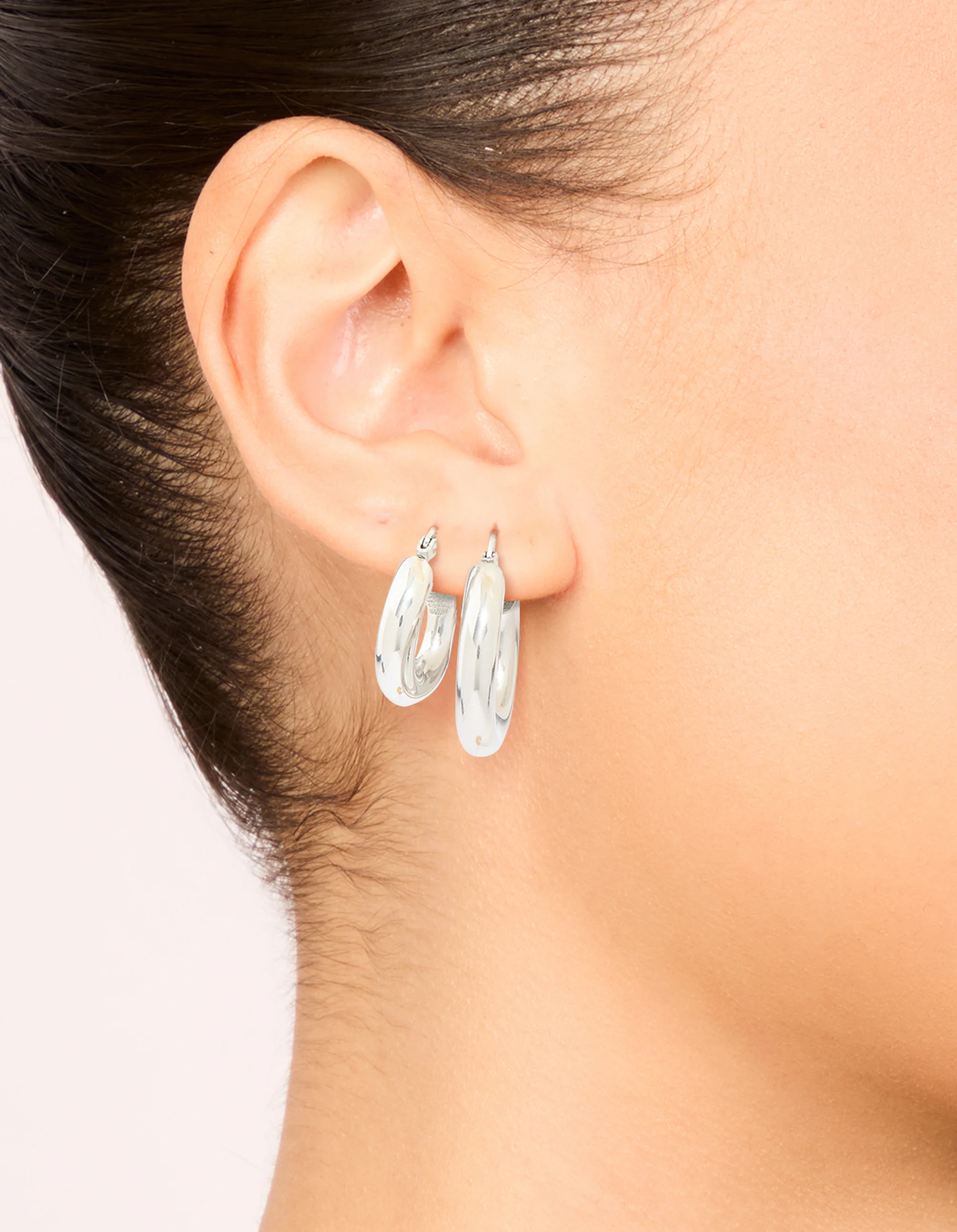 Waterproof Stainless Steel Tube Hoop Earrings 2-Pack - Image 2