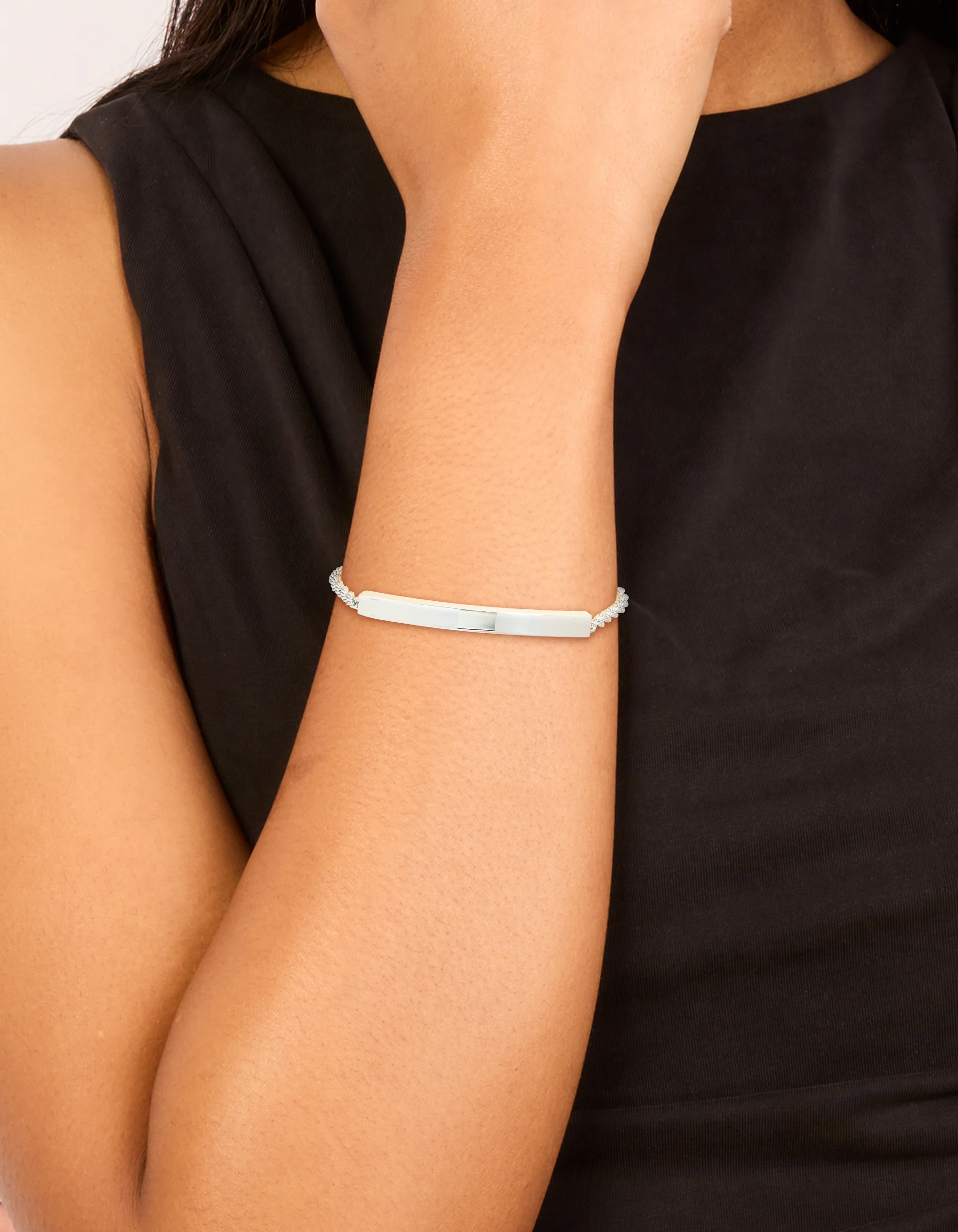 Waterproof Stainless Steel Twisted Engravable Toggle Bracelet