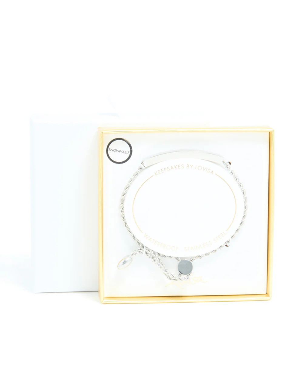 Waterproof Stainless Steel Twisted Engravable Toggle Bracelet - Image 5