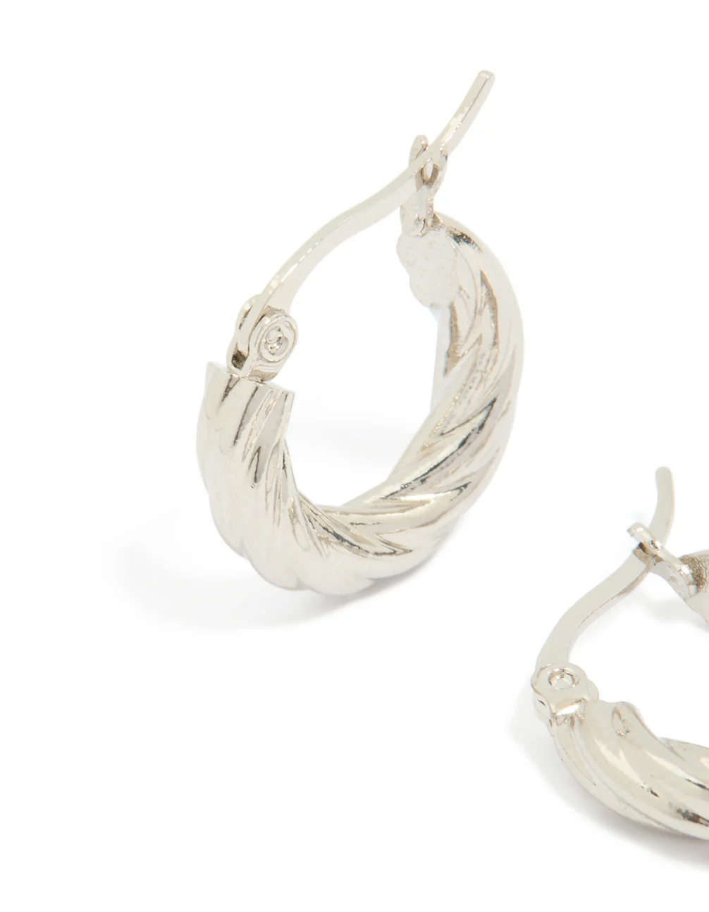 Waterproof Stainless Steel Twisted Hoop Earrings - Image 4