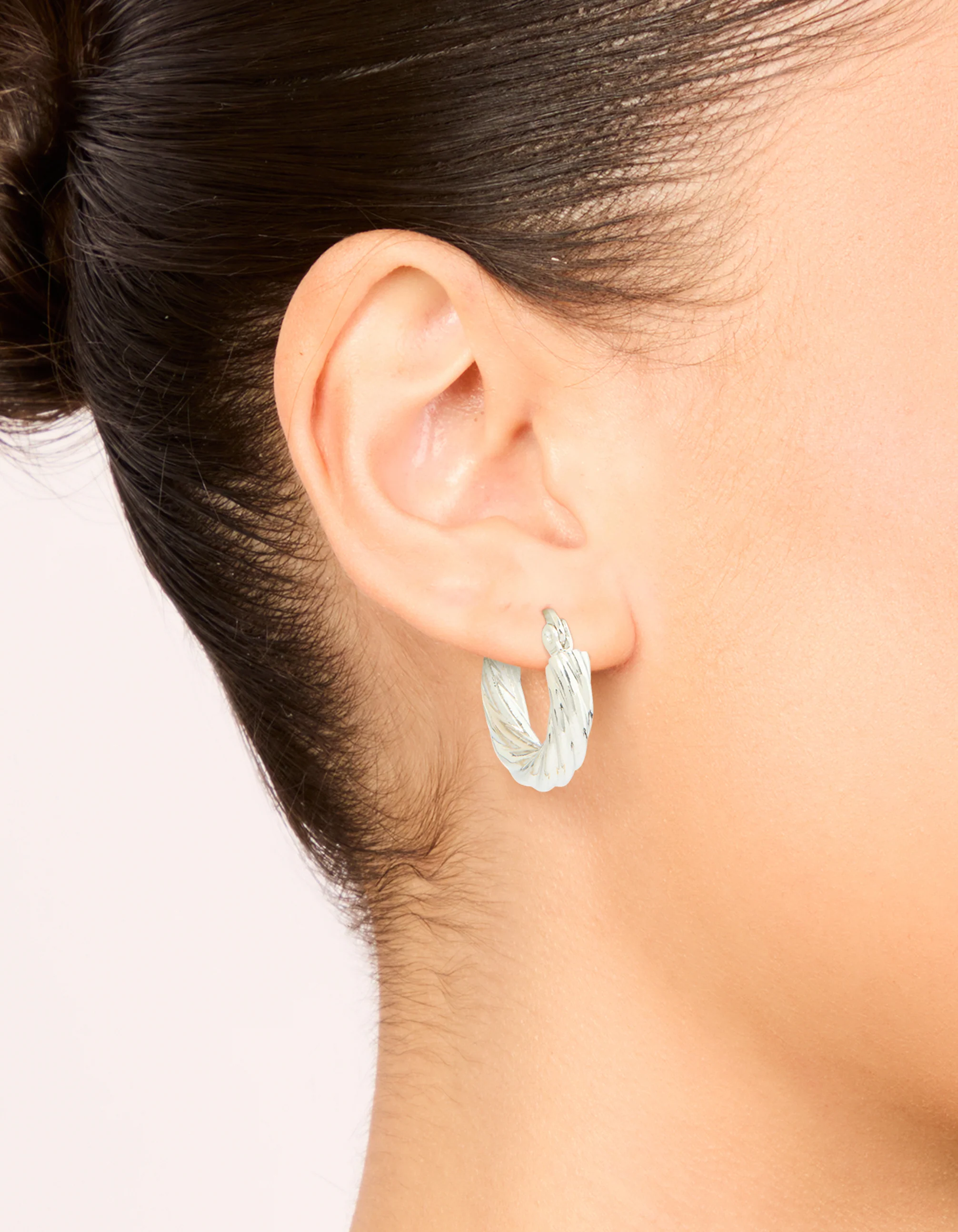Waterproof Stainless Steel Twisted Hoop Earrings - Image 6