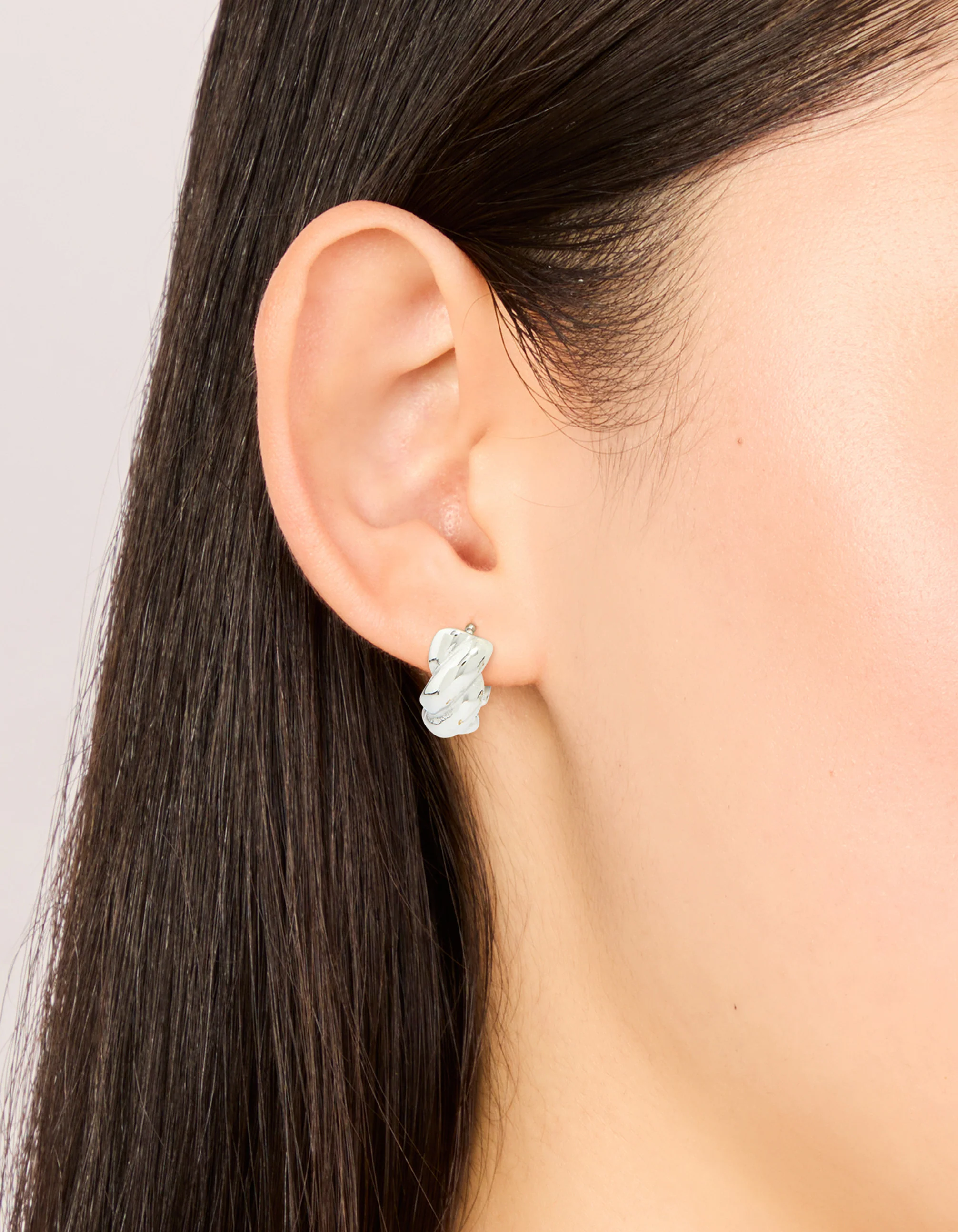 Waterproof Stainless Steel Twisted Hoop Earrings - Image 3