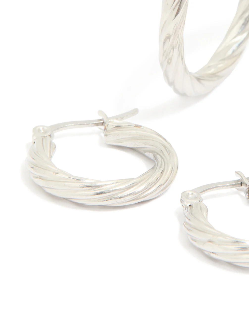 Waterproof Stainless Steel Twisted Hoop Earrings 3-Pack - Image 4
