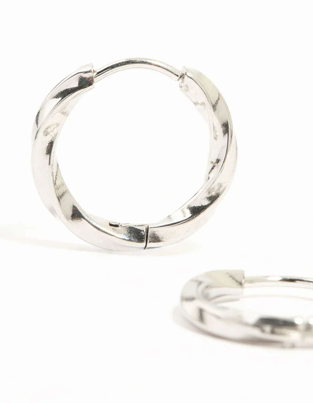Waterproof Stainless Steel Twisted Hoop Earrings - Image 4