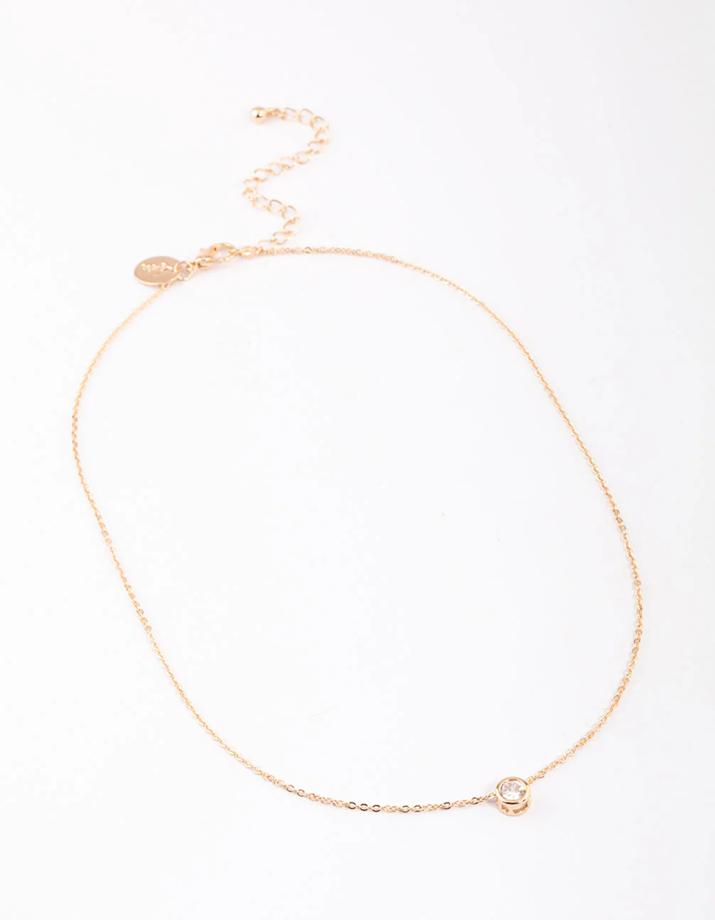 Gold Round Bezel Cubic Zirconia Pendant Necklace - Image 2