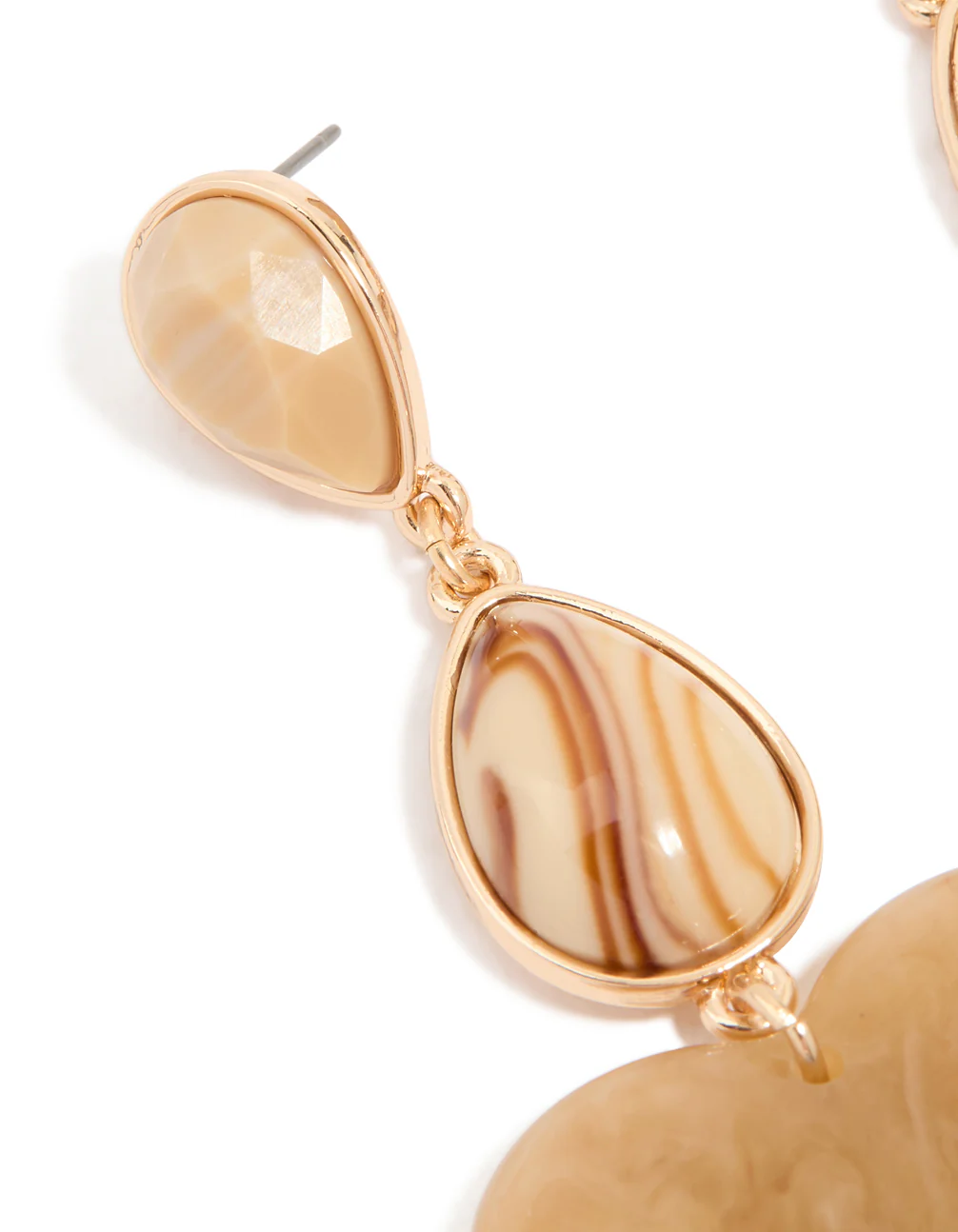 White Acrylic Chunky Hearts Drop Earrings - Image 4