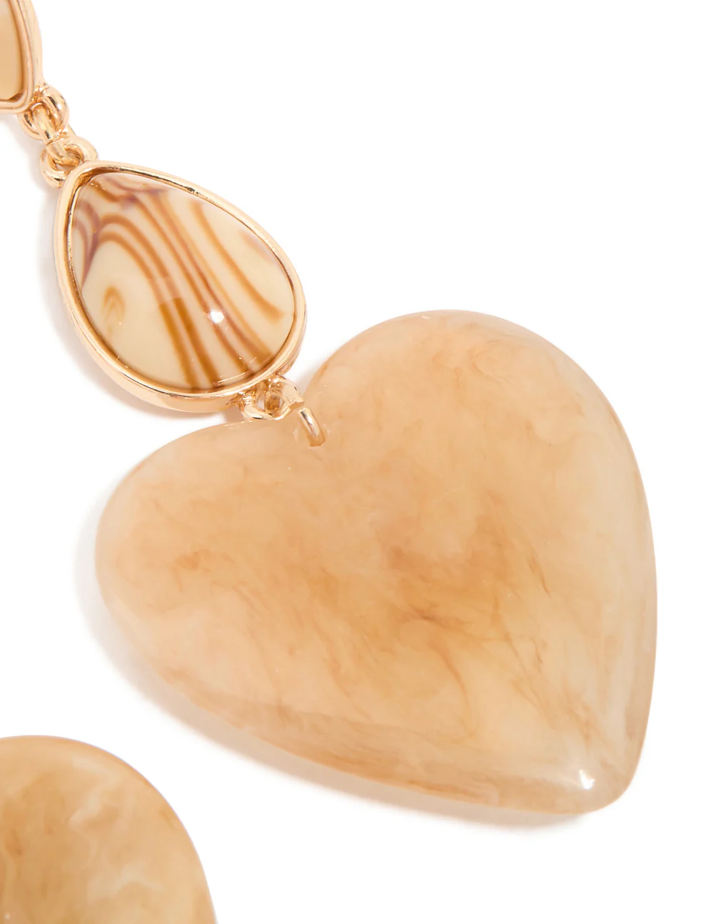 White Acrylic Chunky Hearts Drop Earrings - Image 5