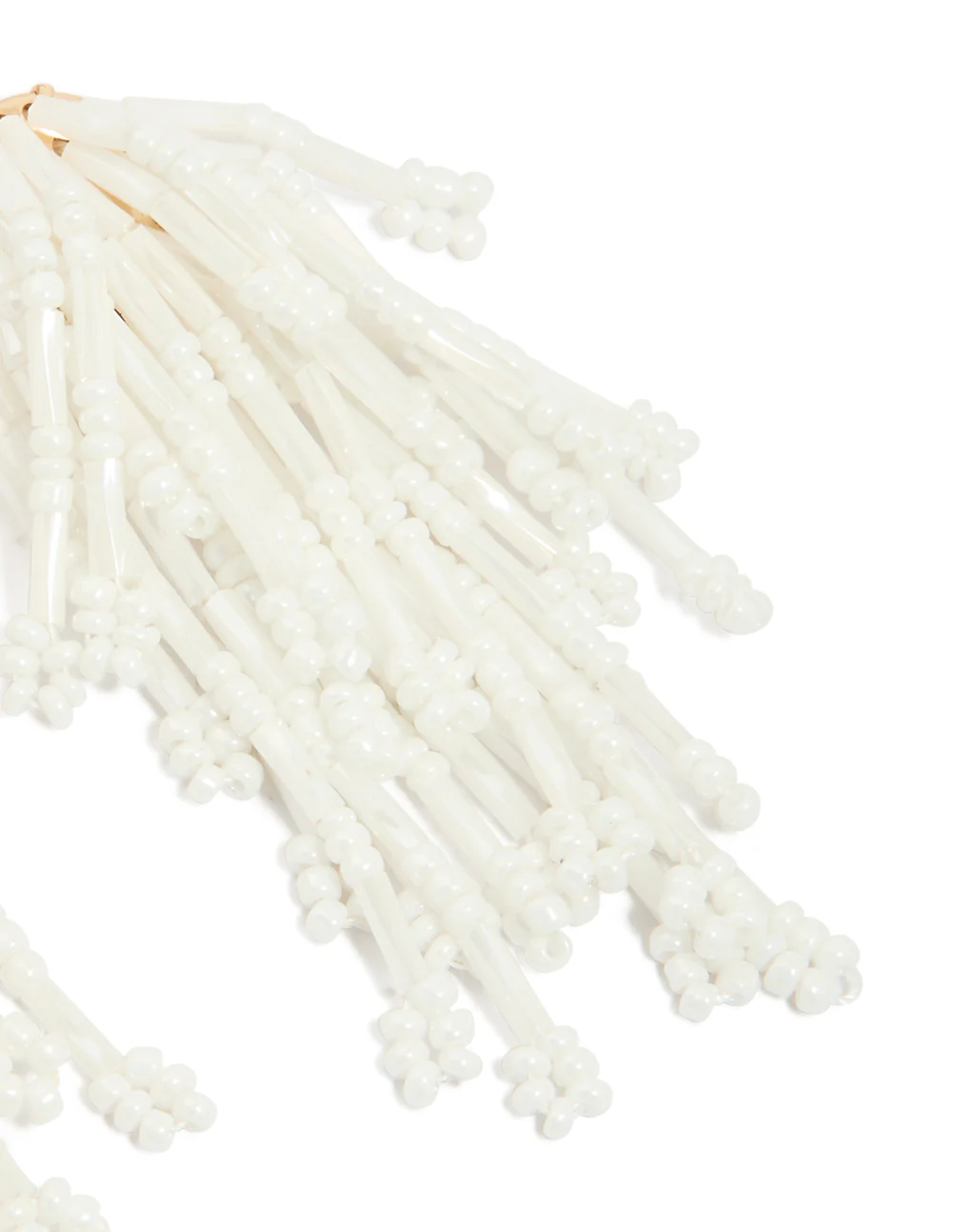 White Beaded Drop Earrings - Image 5