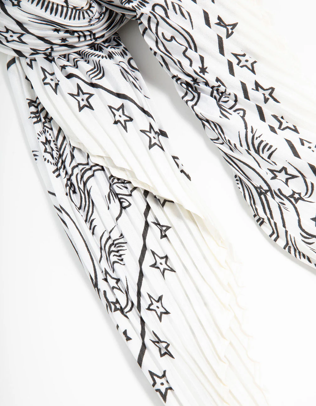 White & Black Celestial Plisse Scarf - Image 3