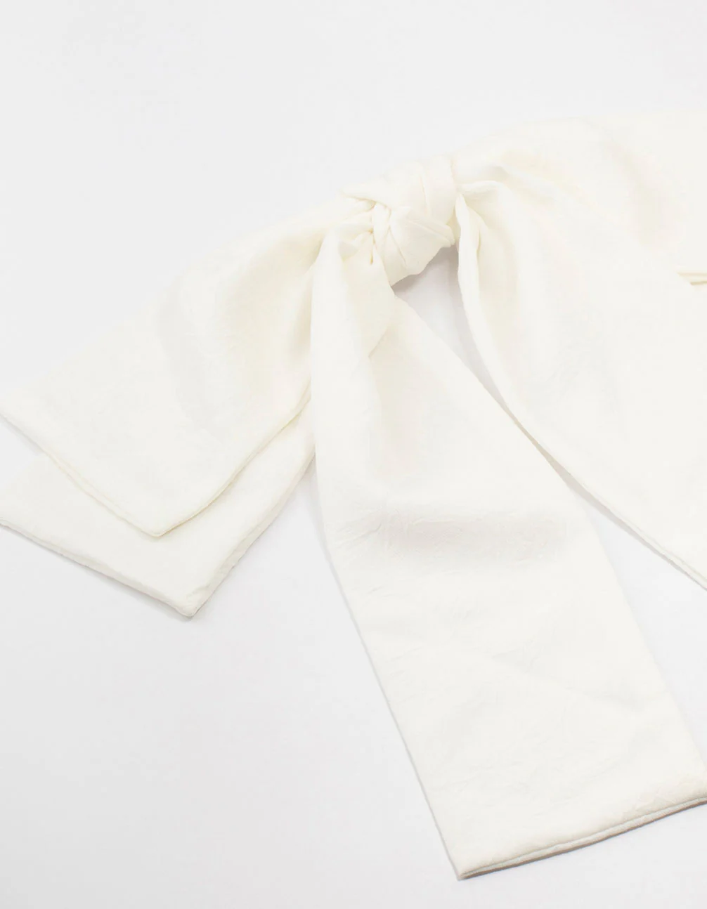White Crepe Draped Fabric Bow Clip - Image 2